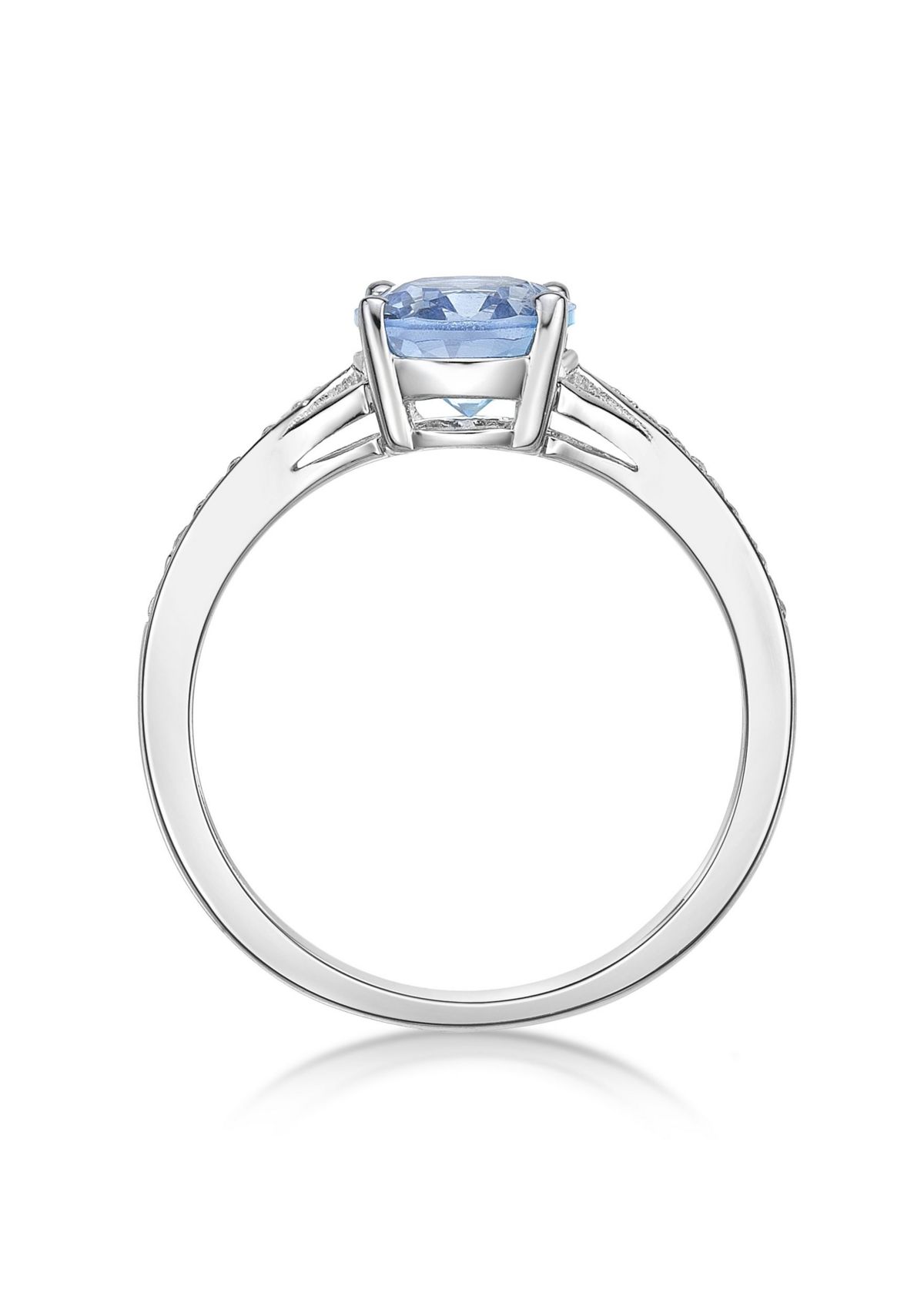 Lab Created 1.75 ct. t.w. Lab-created Aquamarine and Lab-created White Sapphire Accent Ring in Sterling Silver
