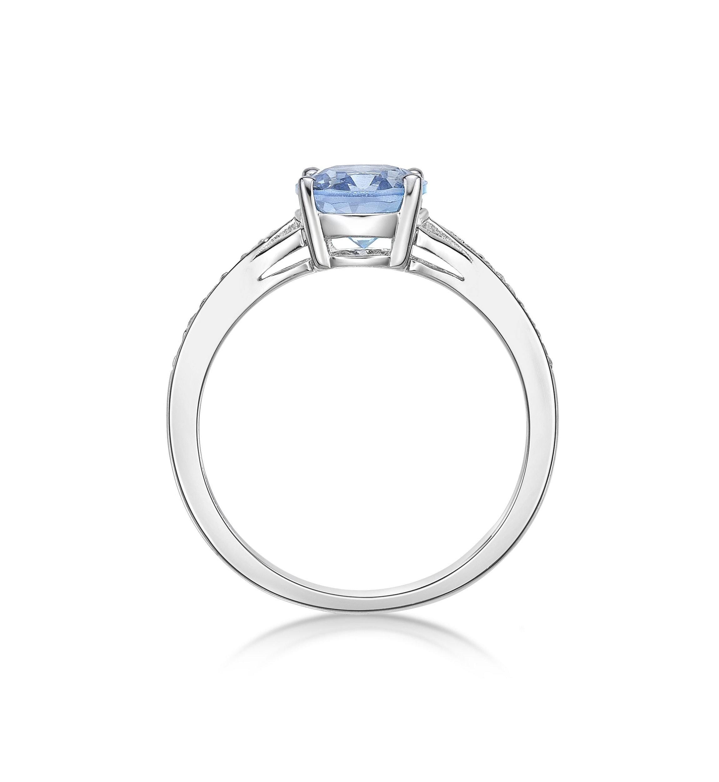 Lab Created 1.75 ct. t.w. Lab-created Aquamarine and Lab-created White Sapphire Accent Ring in Sterling Silver