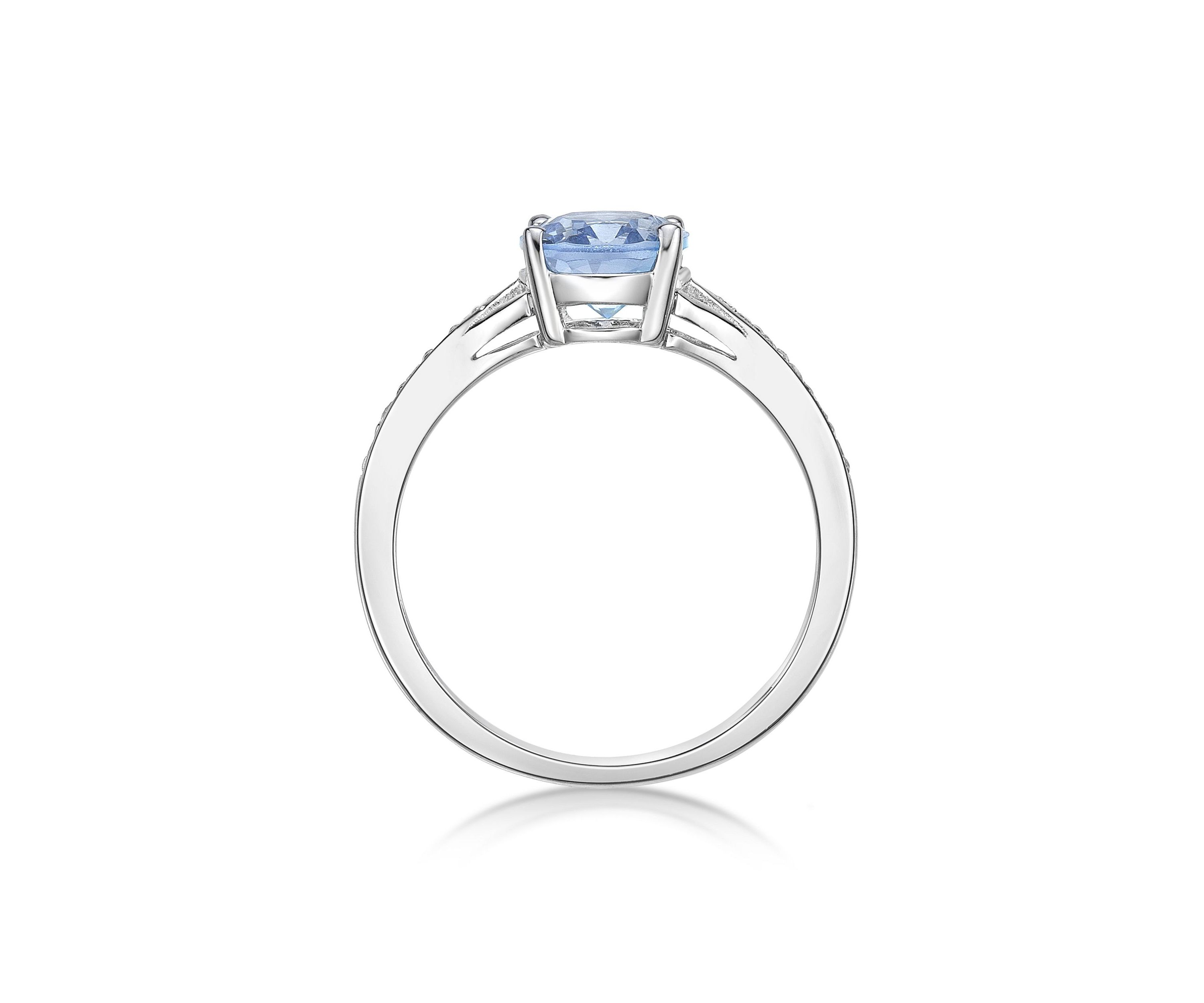 Lab Created 1.75 ct. t.w. Lab-created Aquamarine and Lab-created White Sapphire Accent Ring in Sterling Silver
