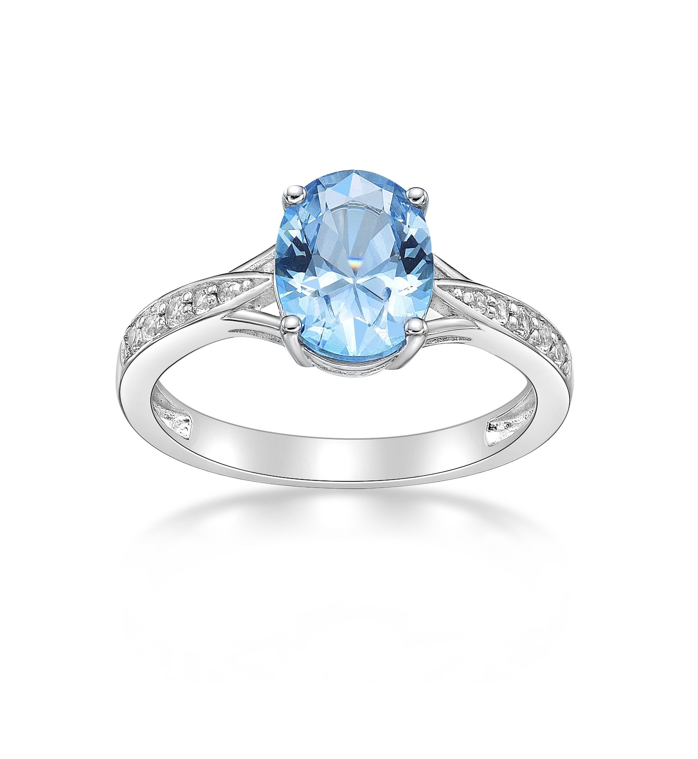 2.35 ct. t.w. Blue Topaz and White Topaz Accent Ring in Sterling Silver