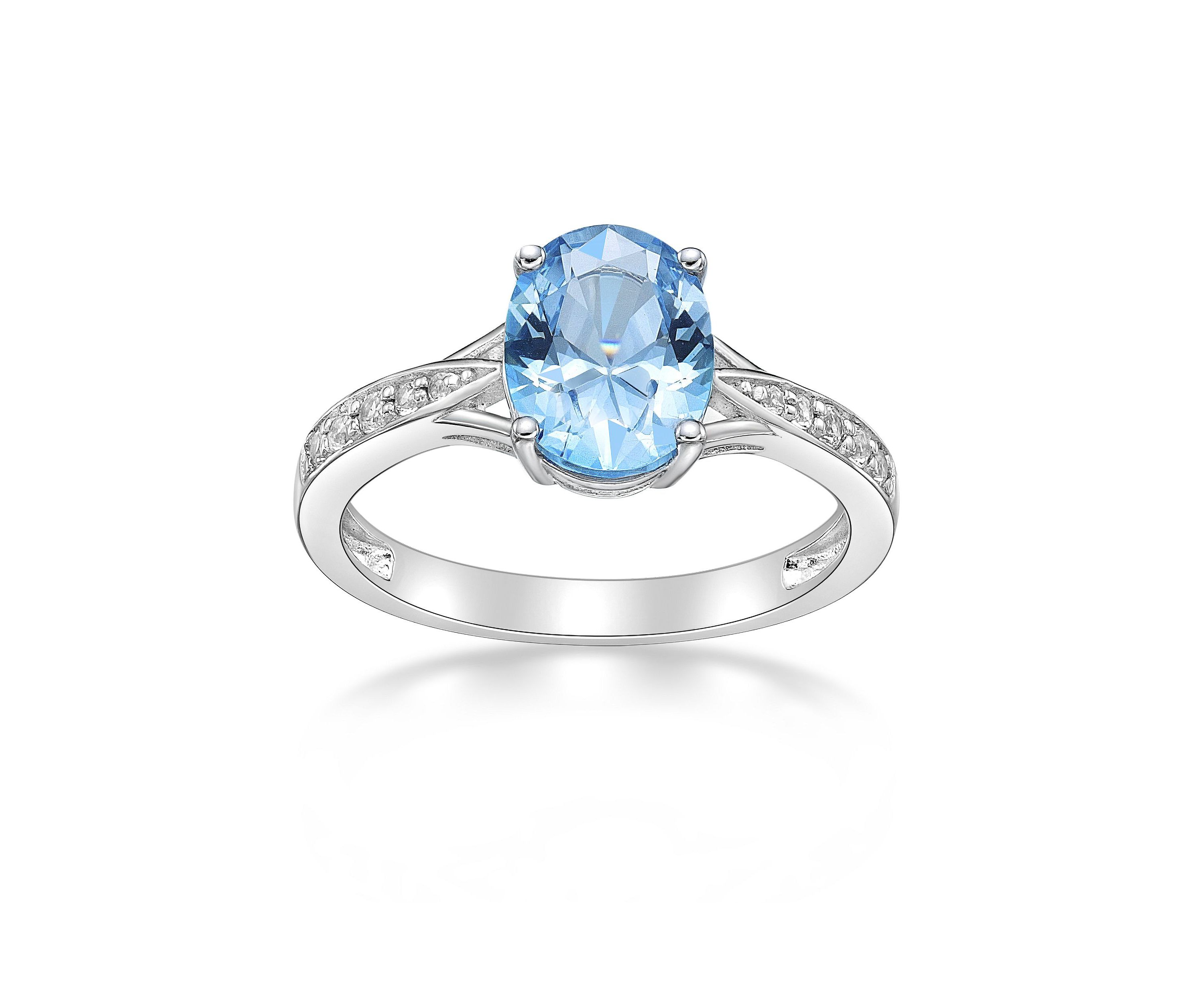2.35 ct. t.w. Blue Topaz and White Topaz Accent Ring in Sterling Silver