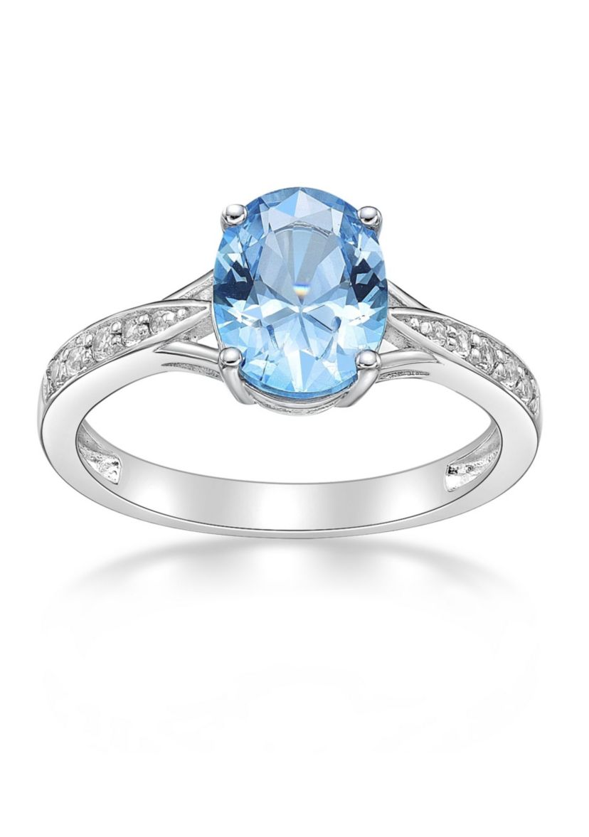 2.35 ct. t.w. Blue Topaz and White Topaz Accent Ring in Sterling Silver