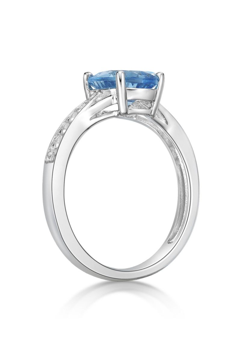 2.35 ct. t.w. Blue Topaz and White Topaz Accent Ring in Sterling Silver