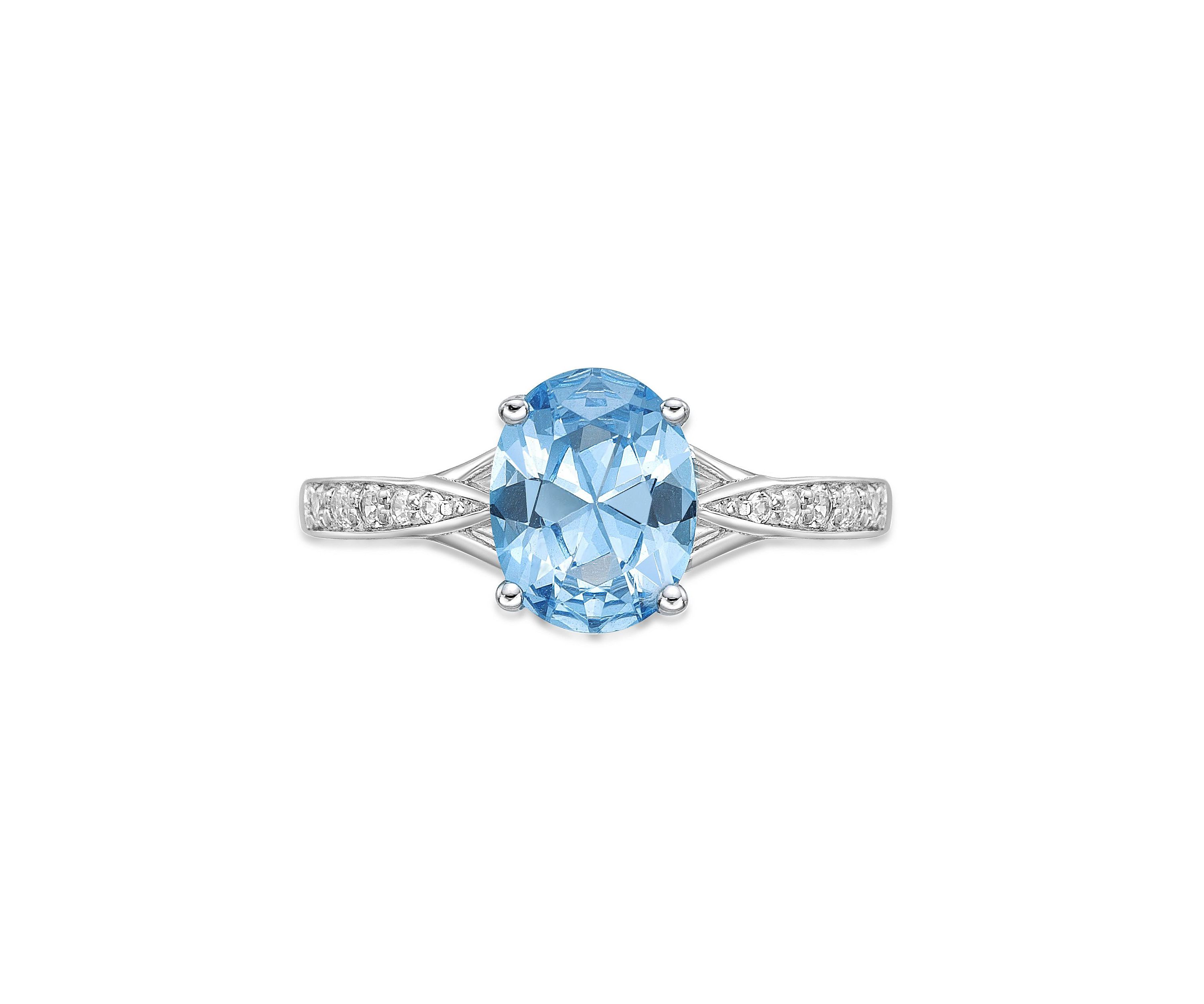 2.35 ct. t.w. Blue Topaz and White Topaz Accent Ring in Sterling Silver
