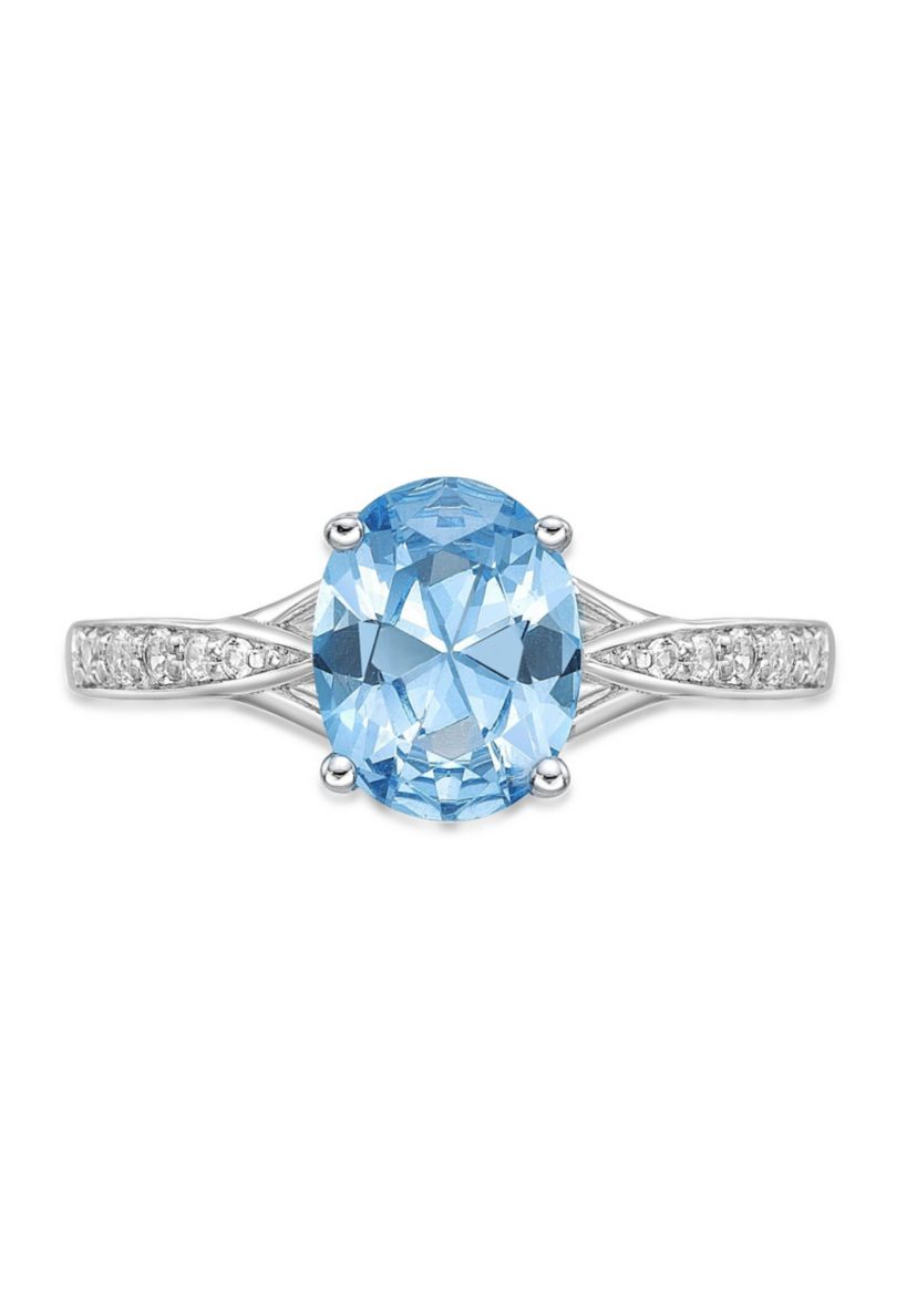 2.35 ct. t.w. Blue Topaz and White Topaz Accent Ring in Sterling Silver