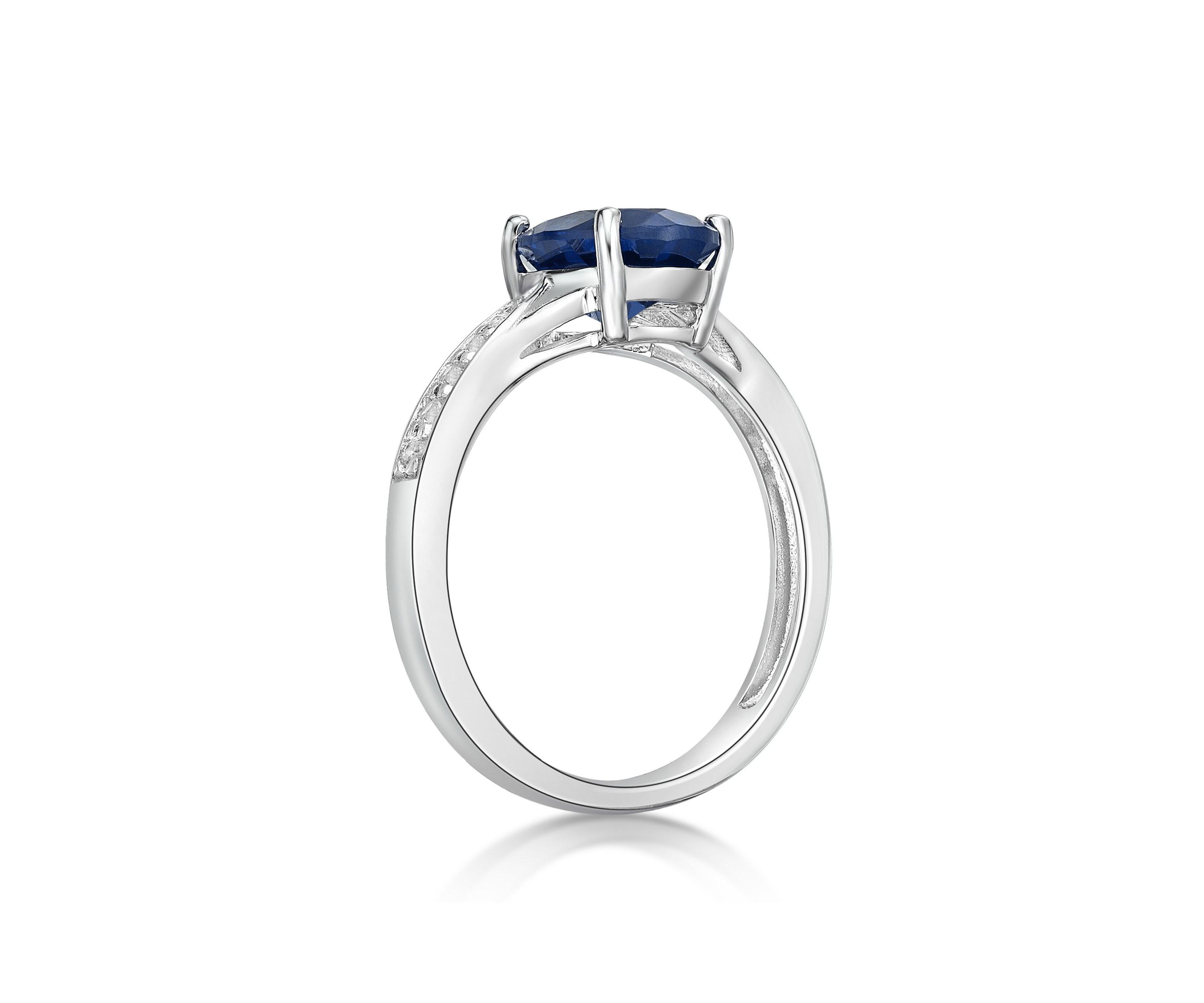 Lab Created 2.2 ct. t.w. Lab-created Sapphire and Lab-created White Sapphire Accent Ring in Sterling Silver