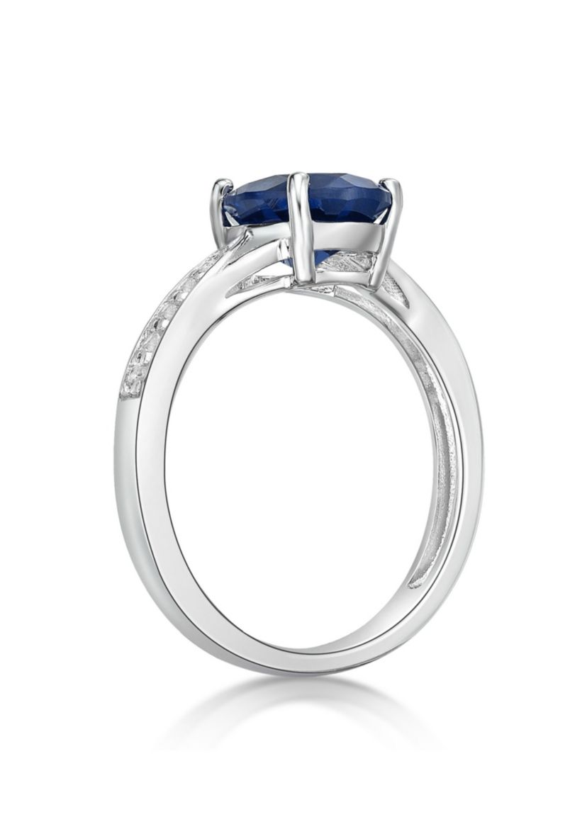 Lab Created 2.2 ct. t.w. Lab-created Sapphire and Lab-created White Sapphire Accent Ring in Sterling Silver