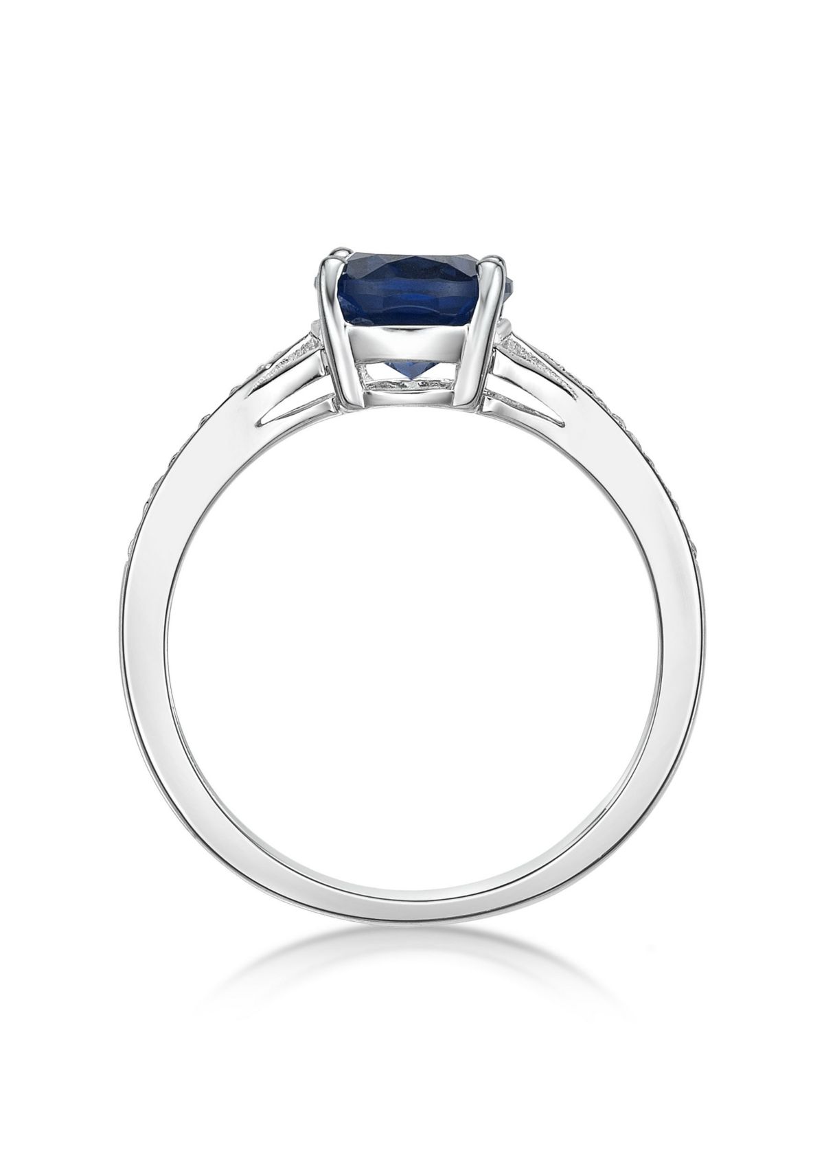 Lab Created 2.2 ct. t.w. Lab-created Sapphire and Lab-created White Sapphire Accent Ring in Sterling Silver