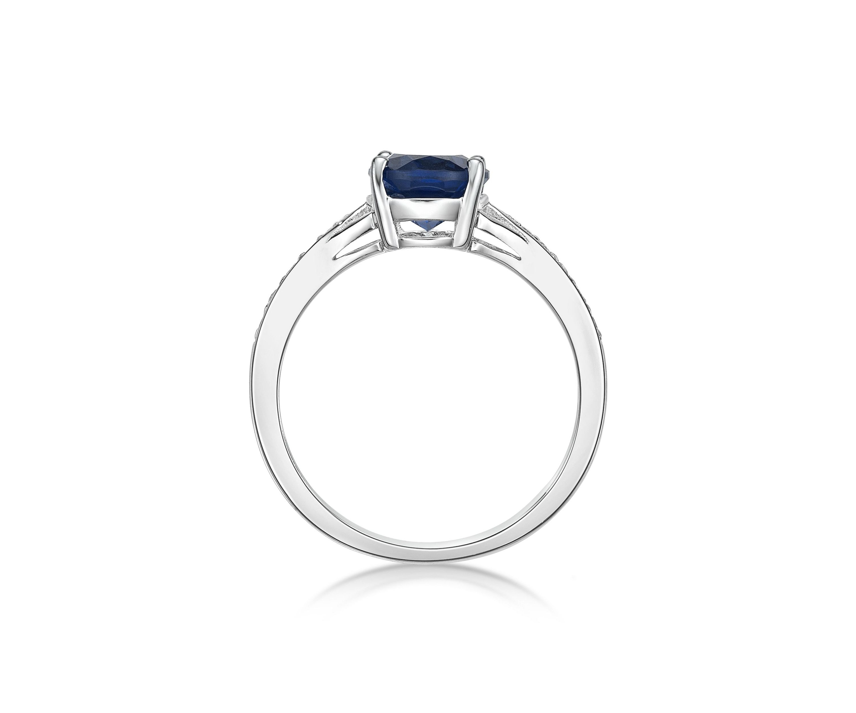 Lab Created 2.2 ct. t.w. Lab-created Sapphire and Lab-created White Sapphire Accent Ring in Sterling Silver