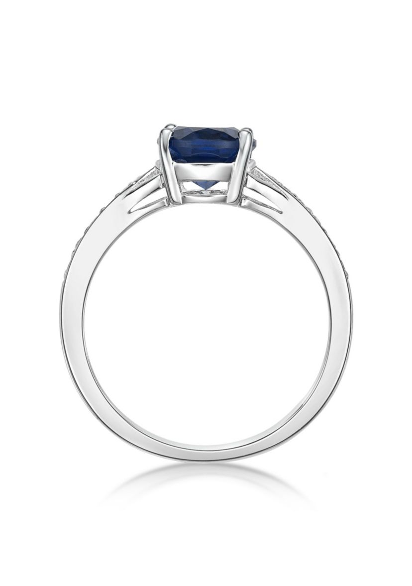 Lab Created 2.2 ct. t.w. Lab-created Sapphire and Lab-created White Sapphire Accent Ring in Sterling Silver
