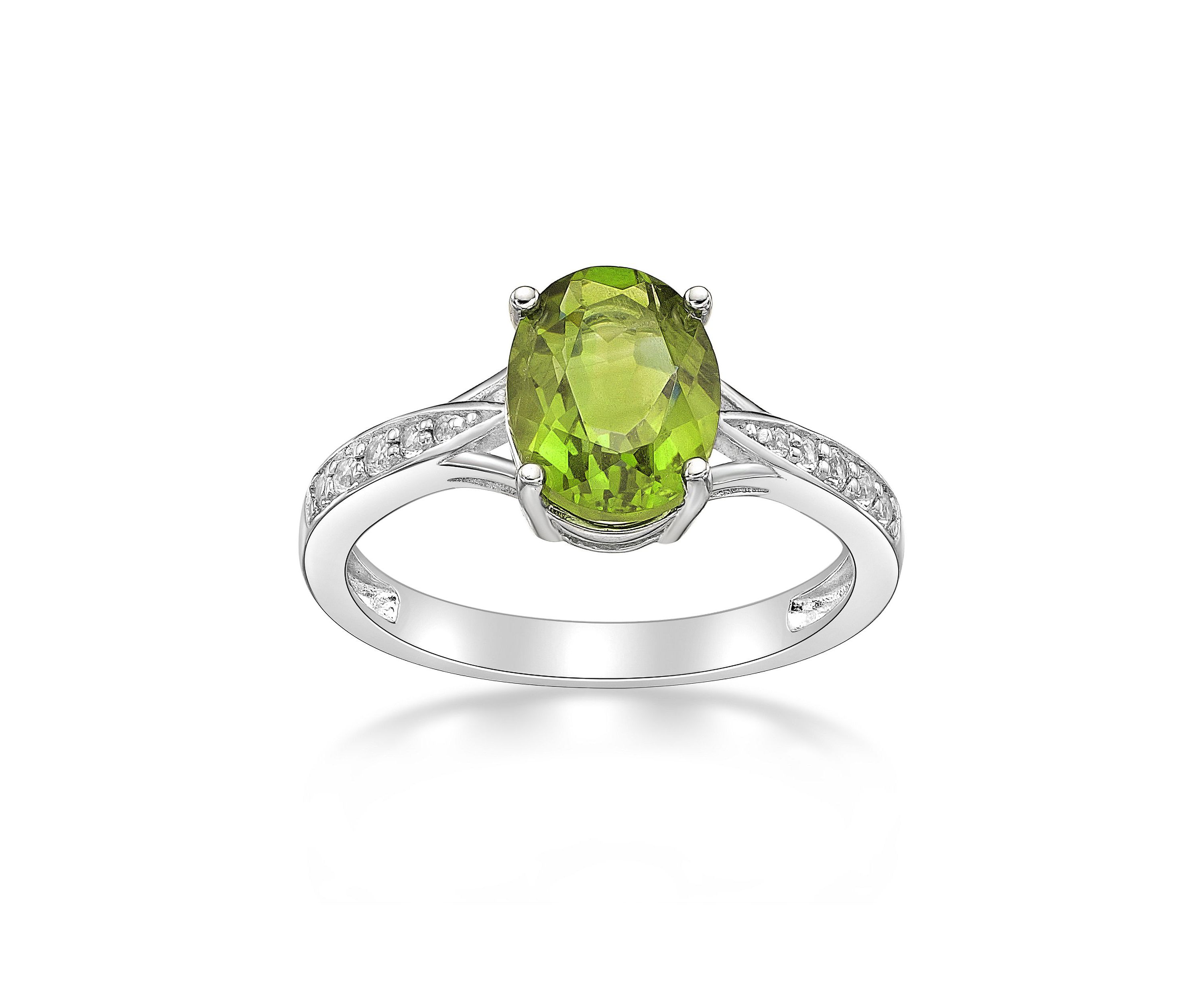 2 ct. t.w. Peridot and White Topaz Accent Ring in Sterling Silver