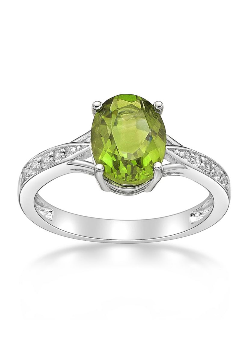 2 ct. t.w. Peridot and White Topaz Accent Ring in Sterling Silver