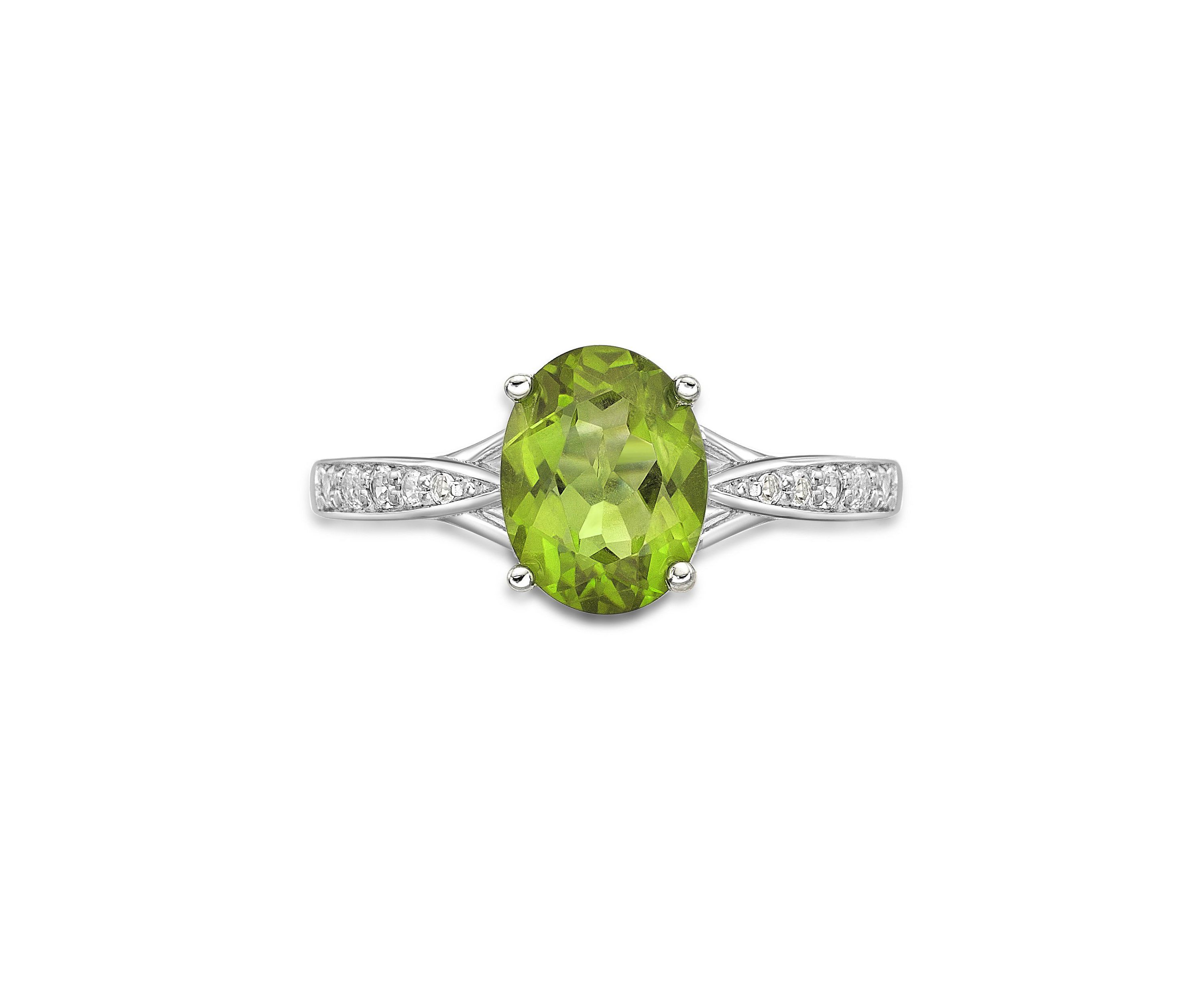 2 ct. t.w. Peridot and White Topaz Accent Ring in Sterling Silver