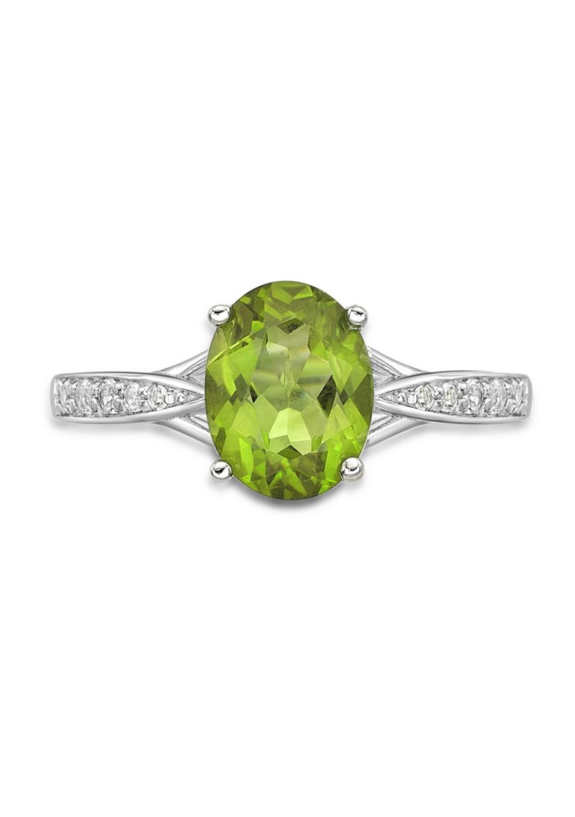 2 ct. t.w. Peridot and White Topaz Accent Ring in Sterling Silver