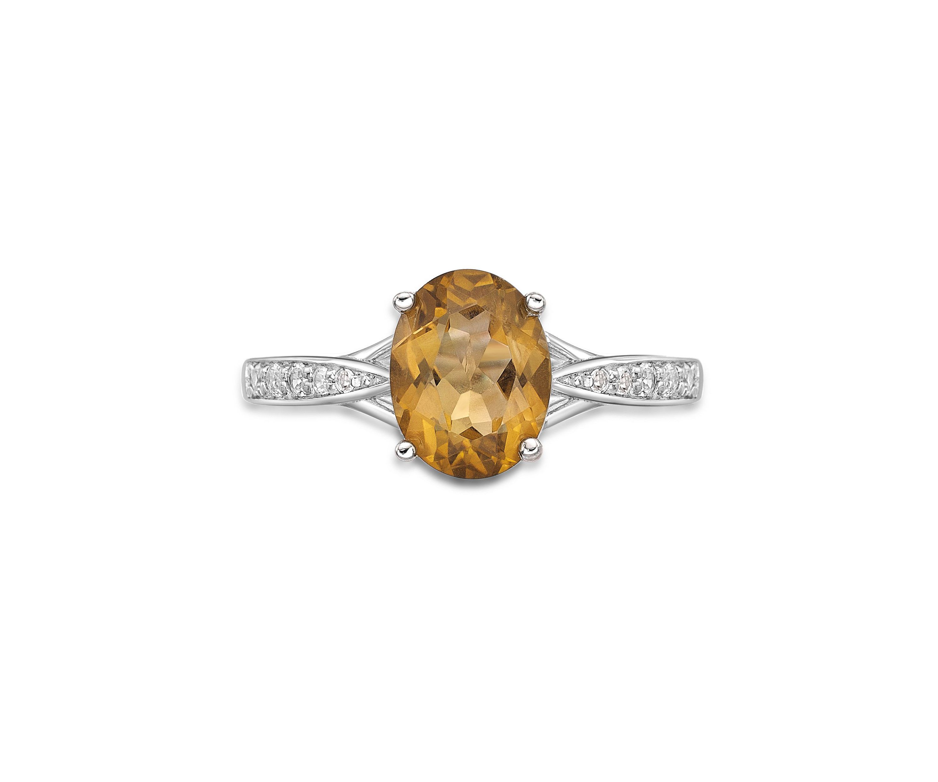 1.6 ct. t.w. Citrine and White Topaz Accent Ring in Sterling Silver