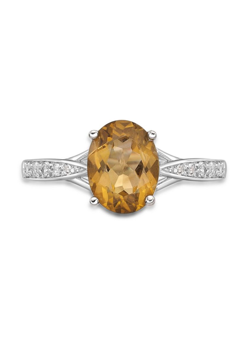 1.6 ct. t.w. Citrine and White Topaz Accent Ring in Sterling Silver