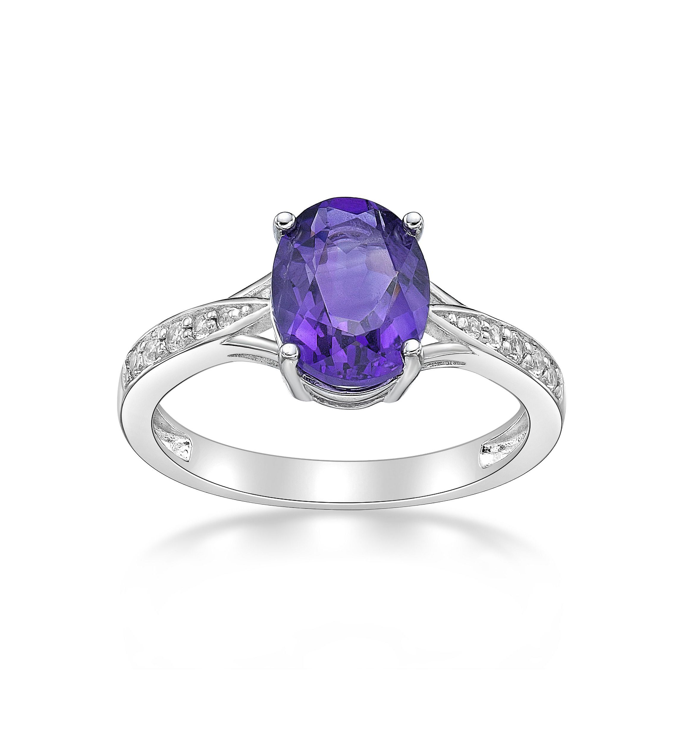 1.6 ct. t.w. Amethyst and White Topaz Accent Ring in Sterling Silver