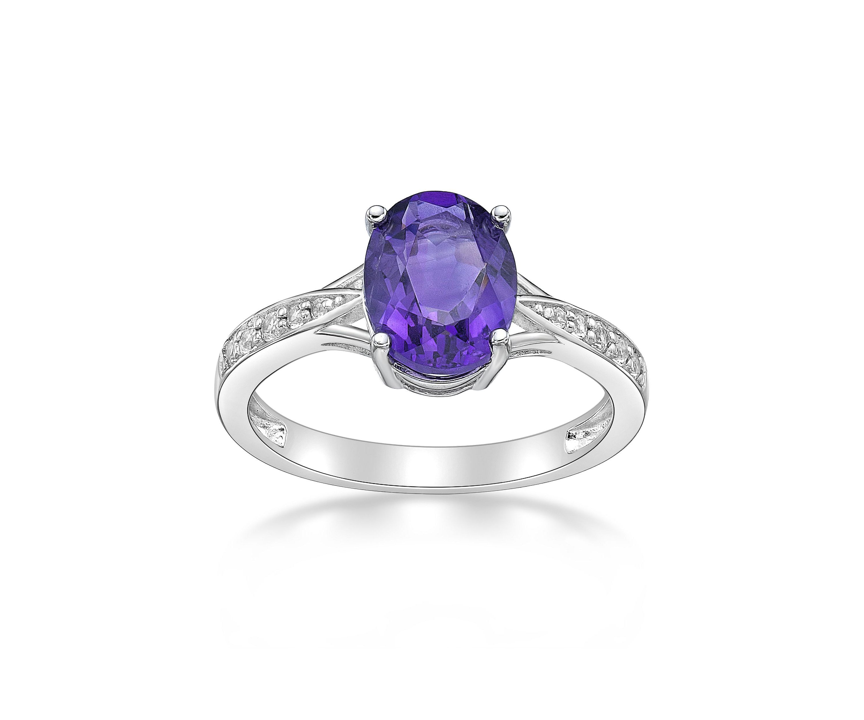 1.6 ct. t.w. Amethyst and White Topaz Accent Ring in Sterling Silver