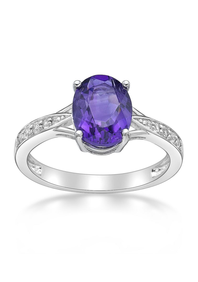 1.6 ct. t.w. Amethyst and White Topaz Accent Ring in Sterling Silver