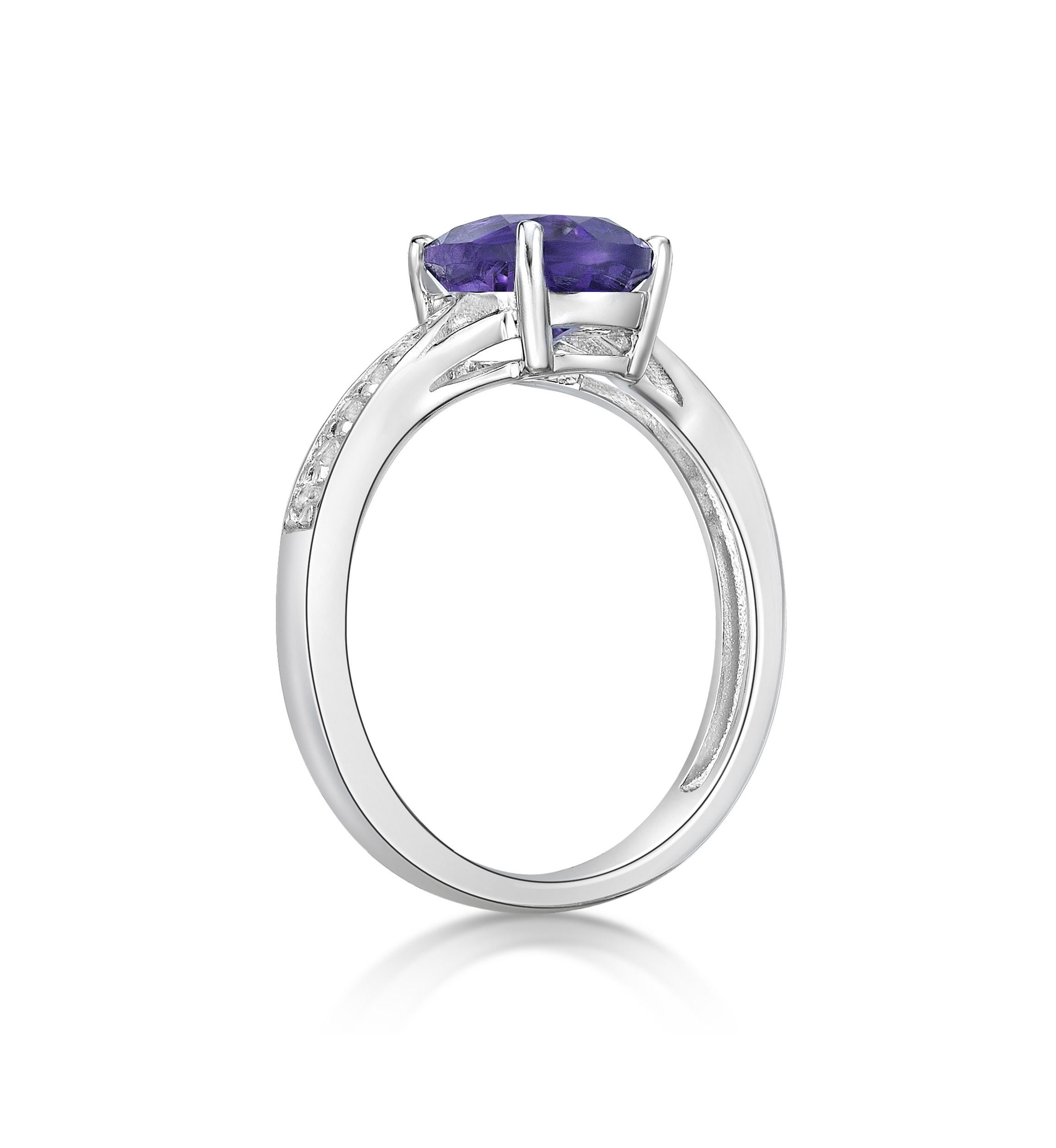 1.6 ct. t.w. Amethyst and White Topaz Accent Ring in Sterling Silver