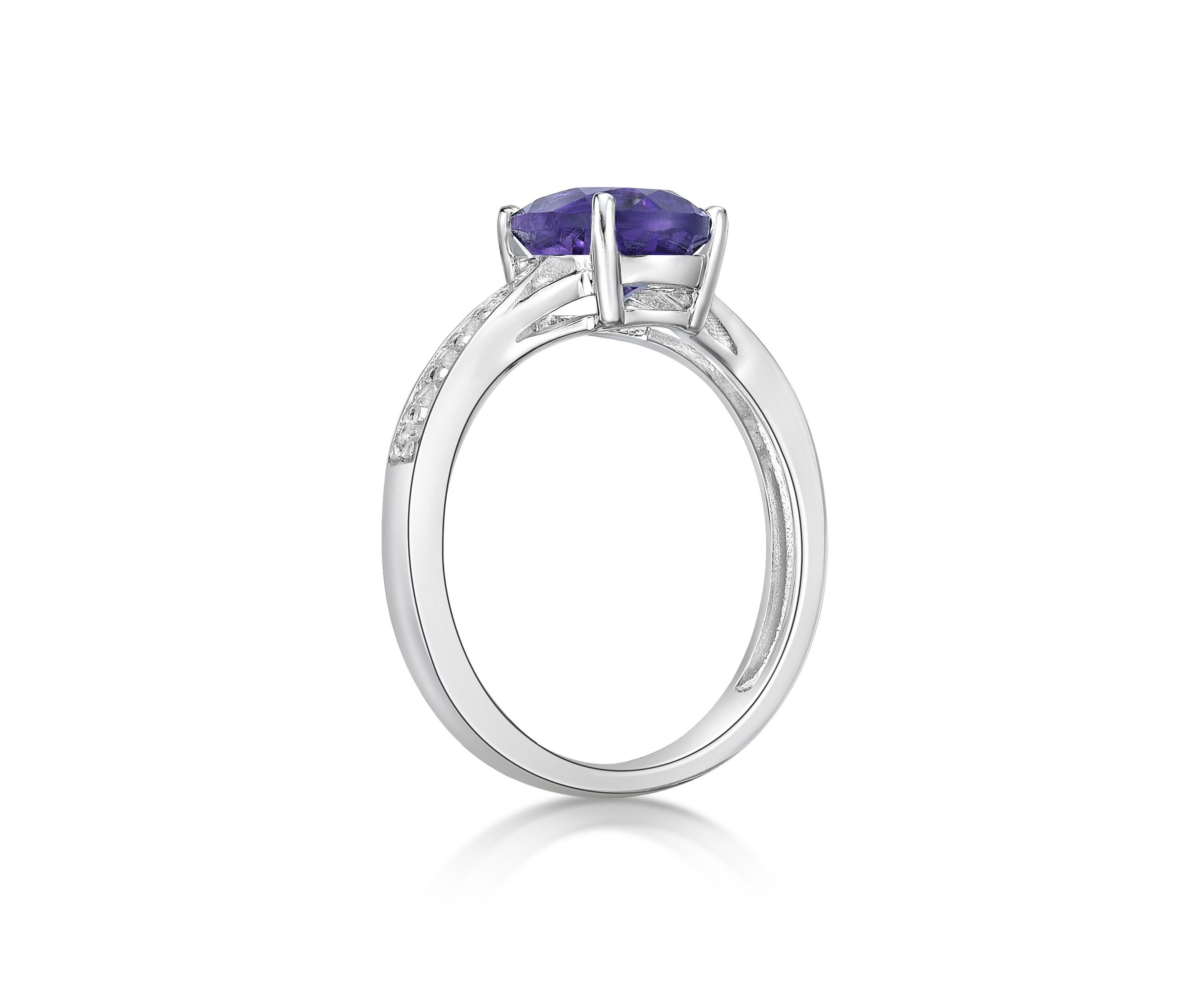 1.6 ct. t.w. Amethyst and White Topaz Accent Ring in Sterling Silver