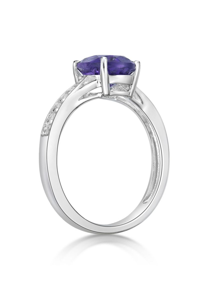 1.6 ct. t.w. Amethyst and White Topaz Accent Ring in Sterling Silver
