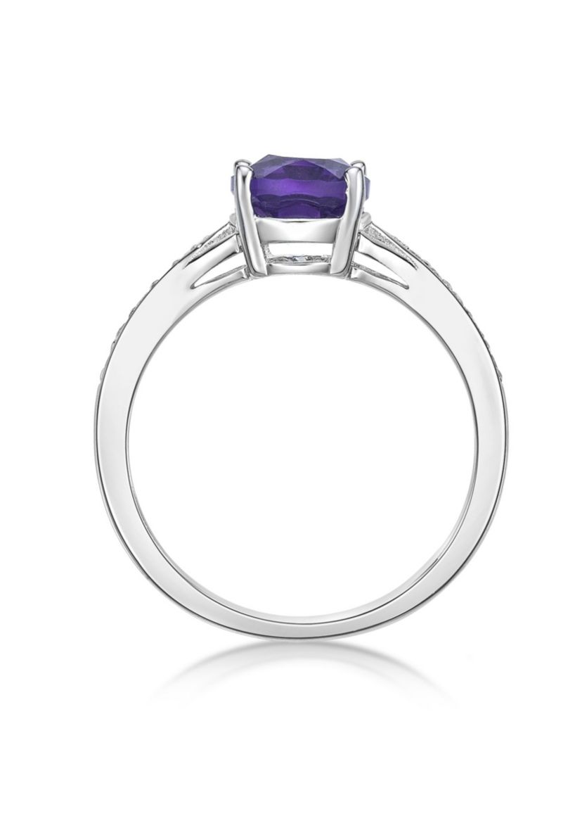 1.6 ct. t.w. Amethyst and White Topaz Accent Ring in Sterling Silver