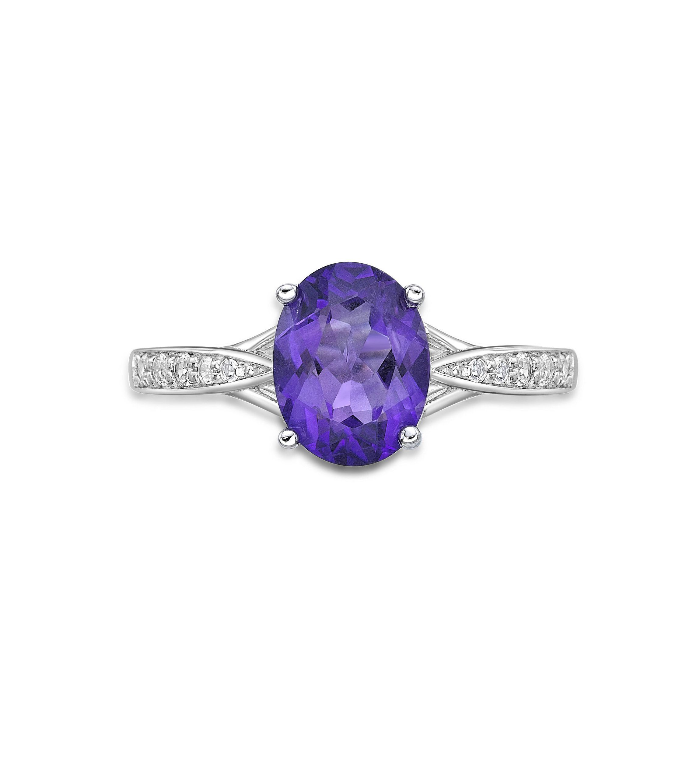 1.6 ct. t.w. Amethyst and White Topaz Accent Ring in Sterling Silver