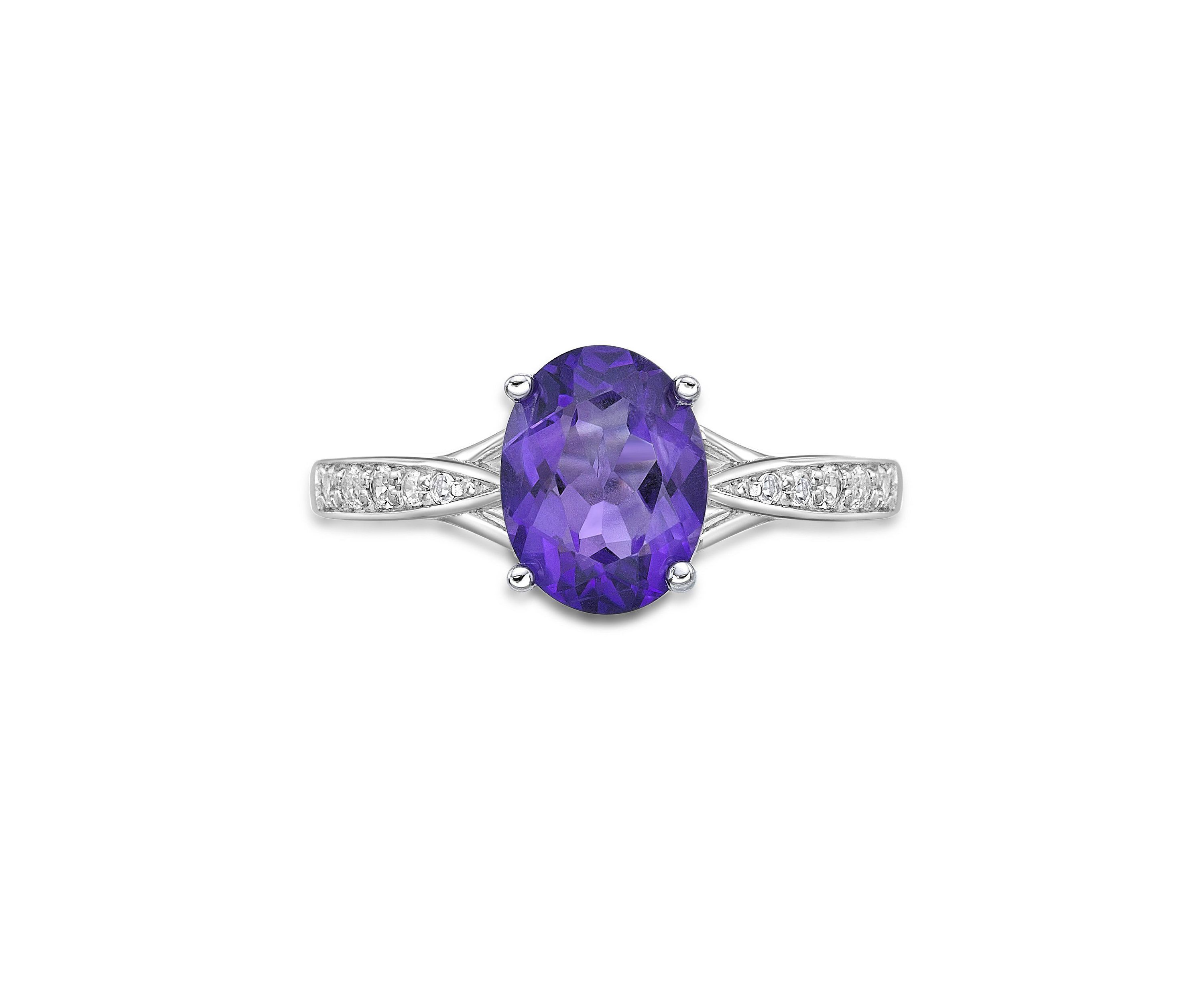 1.6 ct. t.w. Amethyst and White Topaz Accent Ring in Sterling Silver