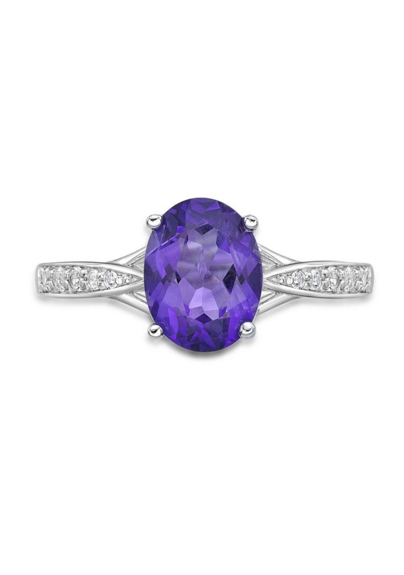 1.6 ct. t.w. Amethyst and White Topaz Accent Ring in Sterling Silver