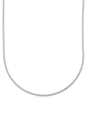 LYNX Men's 2MM Stainless Steel Curb Chain Necklace, White, 26 in