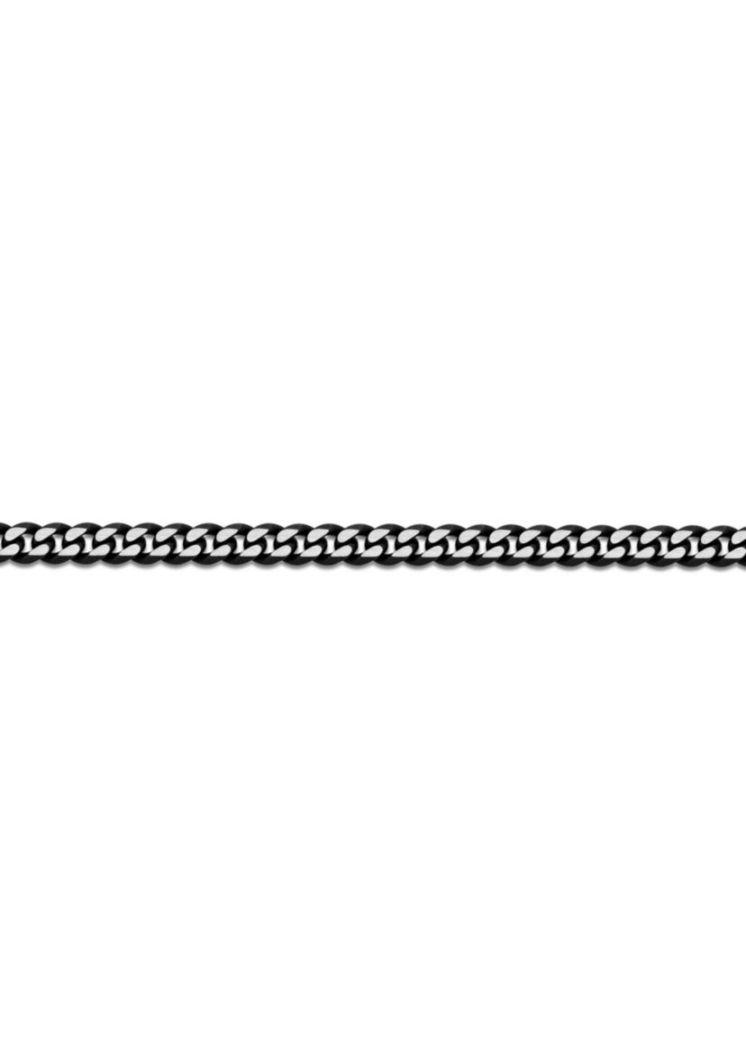 Stainless Steel 8MM Curb Chain Necklace with Black Ion Plating Double Extension Clasp, 22" Length