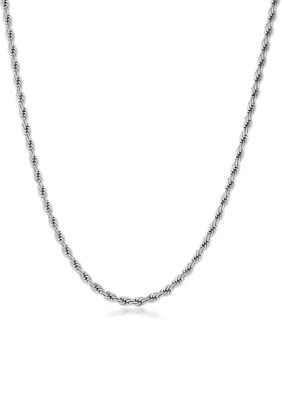 LYNX Men's 4MM Rope Chain Necklace in Stainless Steel, White, 26 in
