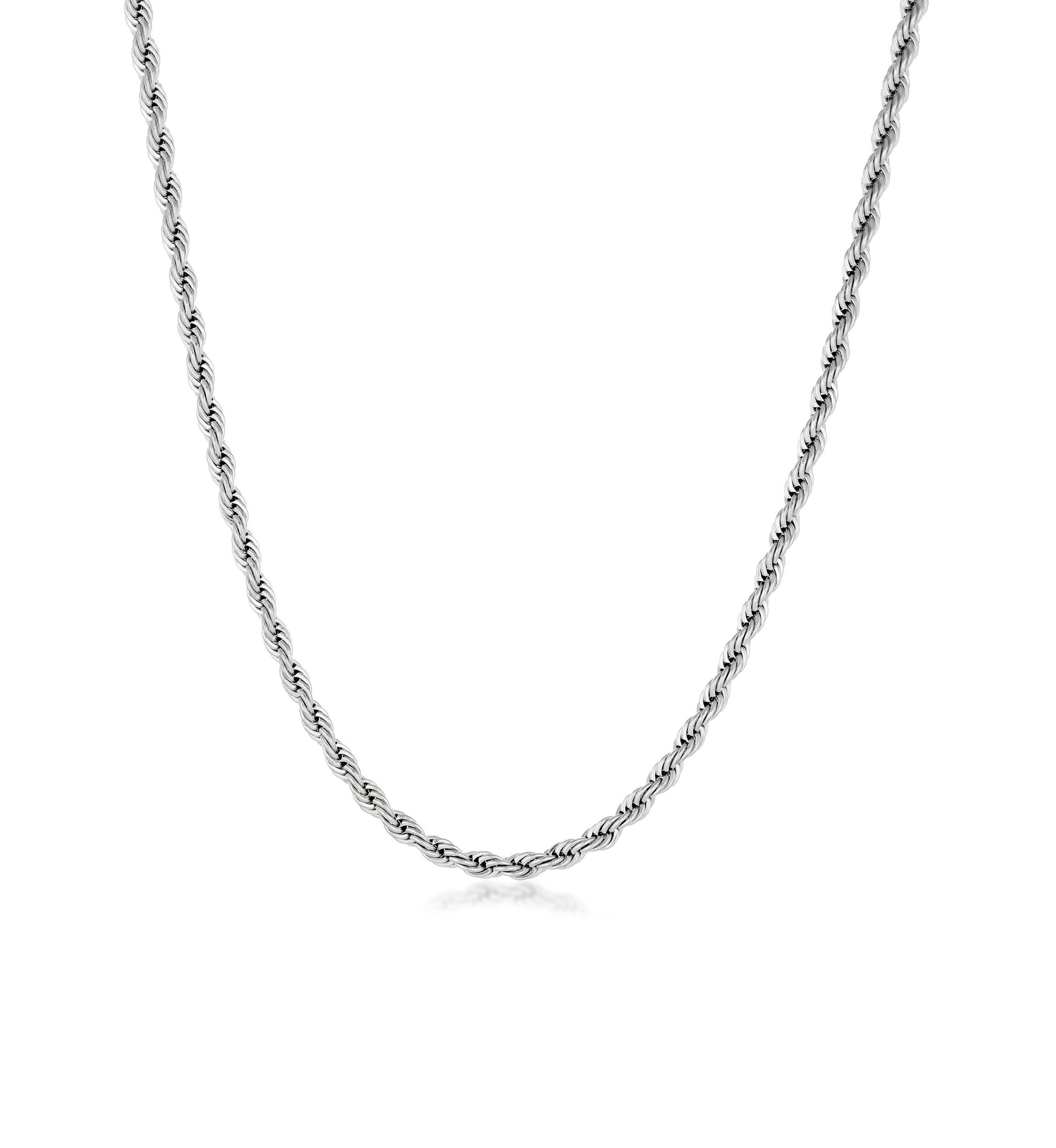 Stainless Steel 4MM Rope Chain Necklace, 30" Length