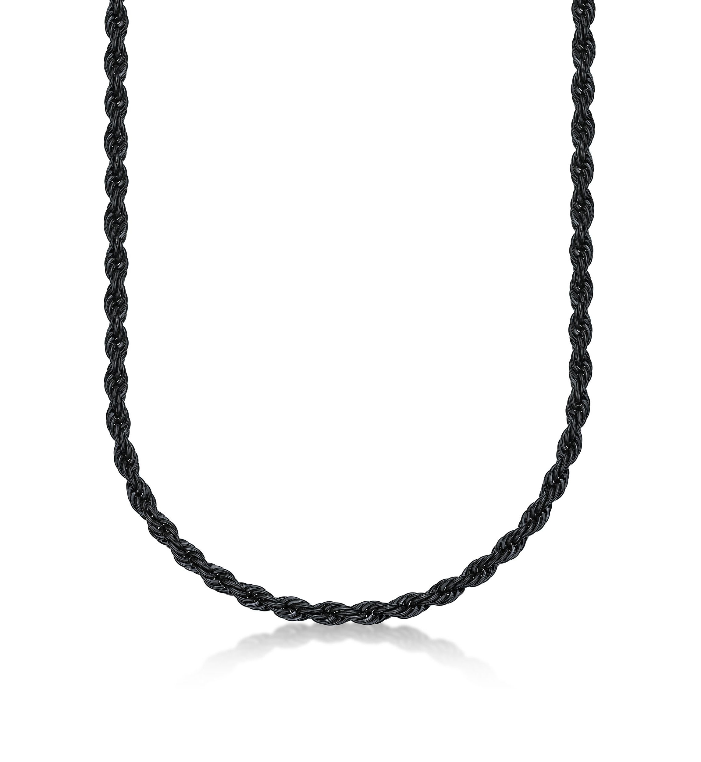 Stainless Steel 6MM Rope Chain Neclace With Black Ion Plating, 20" Length
