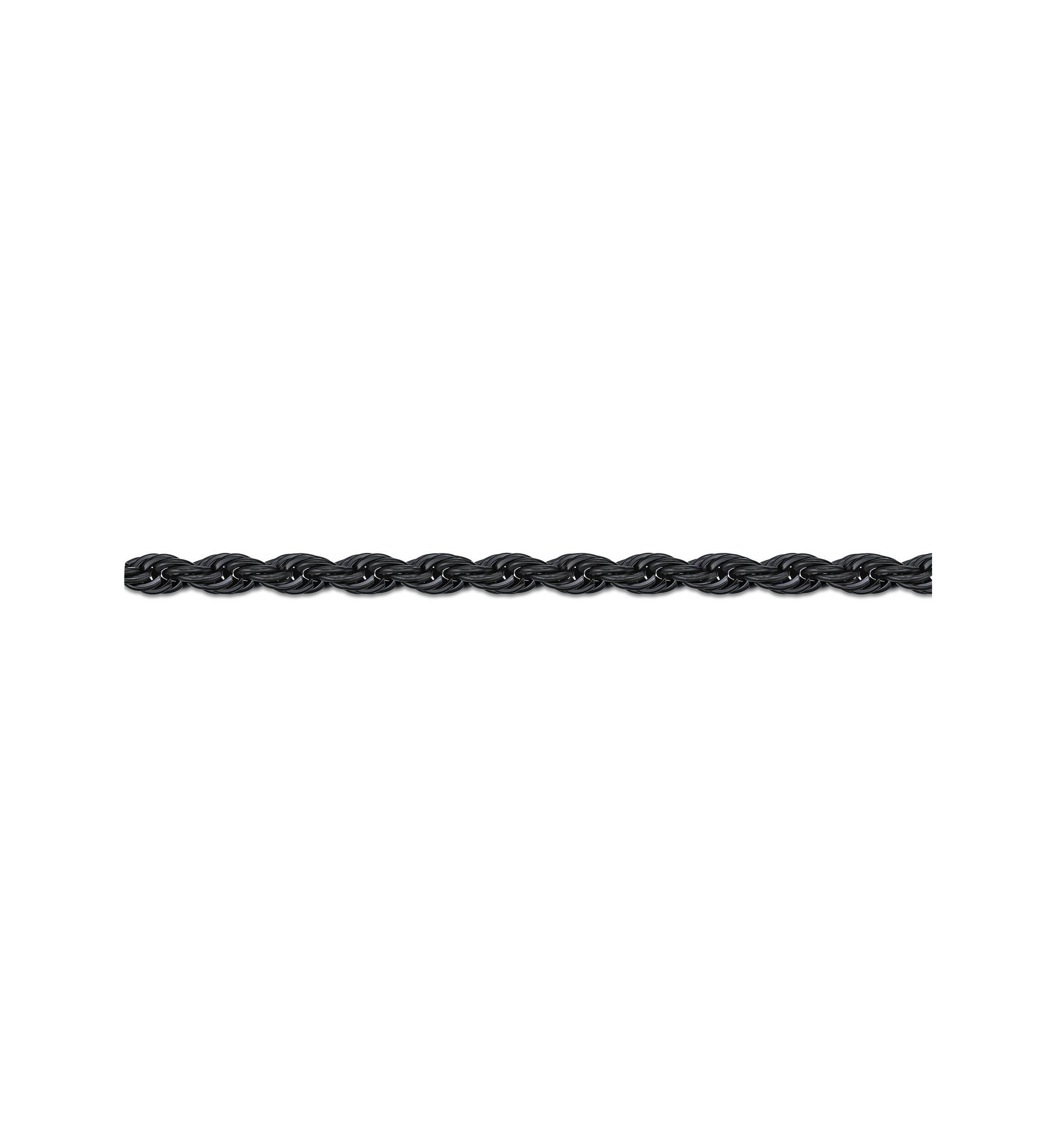 Stainless Steel 6MM Rope Chain Neclace With Black Ion Plating, 20" Length