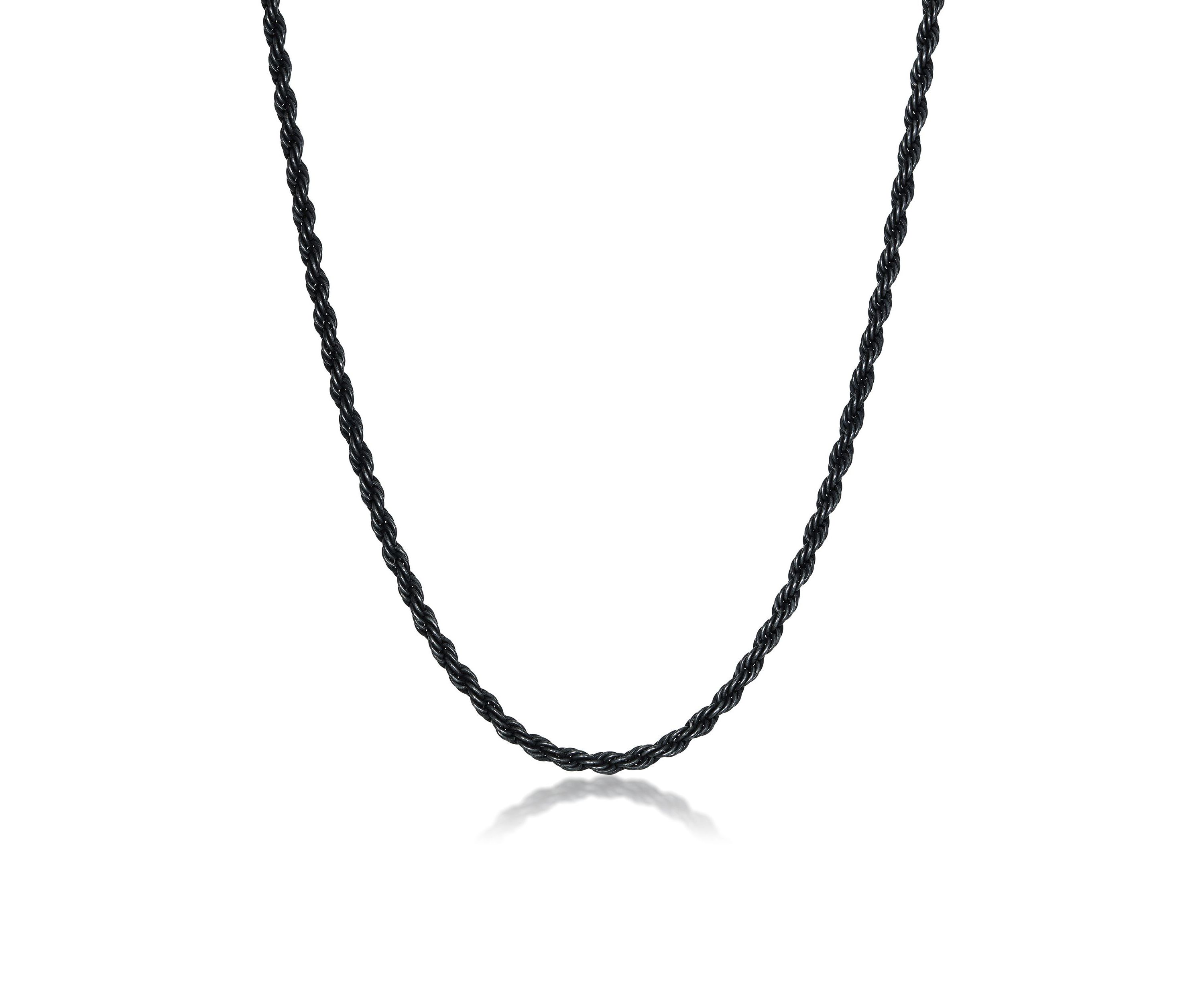 Stainless Steel 3.5MM Rope Chain Necklace with Antique Finish, 22" Length