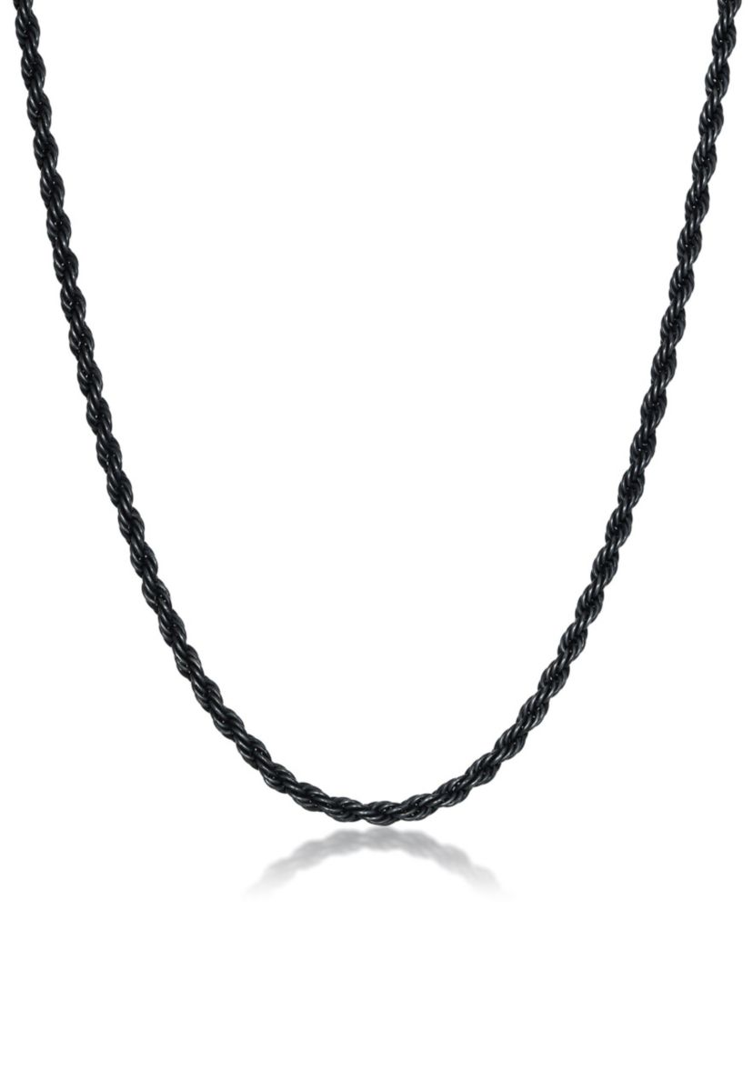 Stainless Steel 3.5MM Rope Chain Necklace with Antique Finish, 22" Length