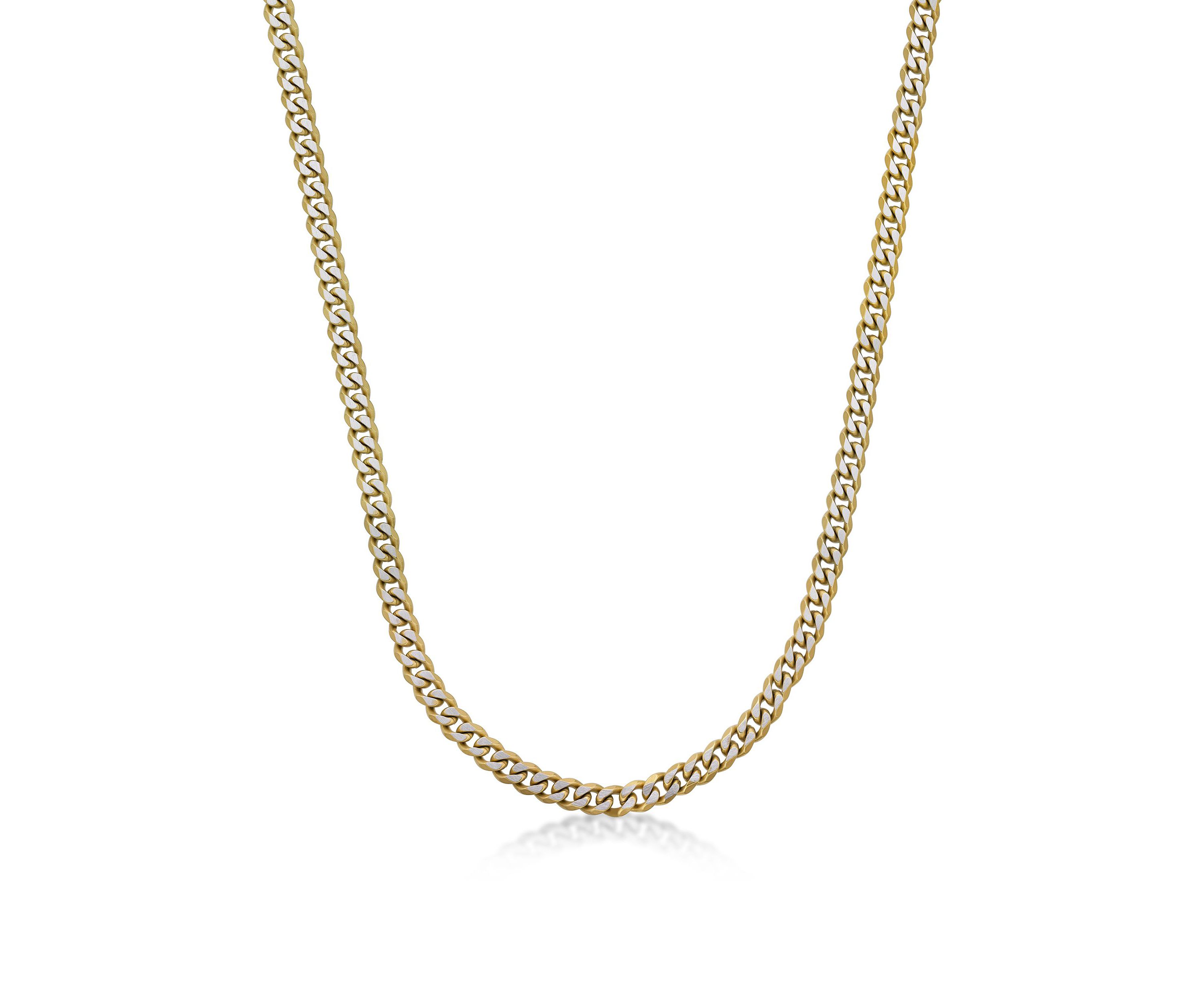 Stainless Steel 8MM Curb Chain Necklace with Goldtone Ion Plating Double Extension Clasp, 22" Length