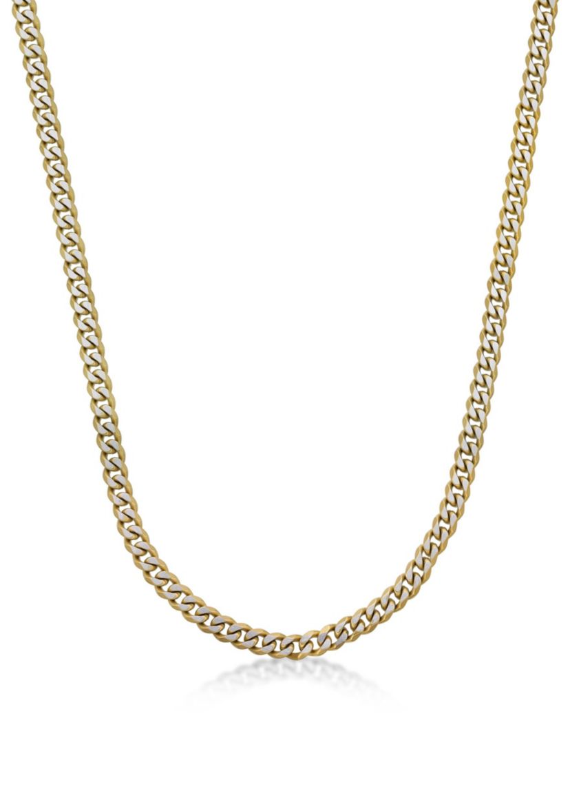 Stainless Steel 8MM Curb Chain Necklace with Goldtone Ion Plating Double Extension Clasp, 22" Length