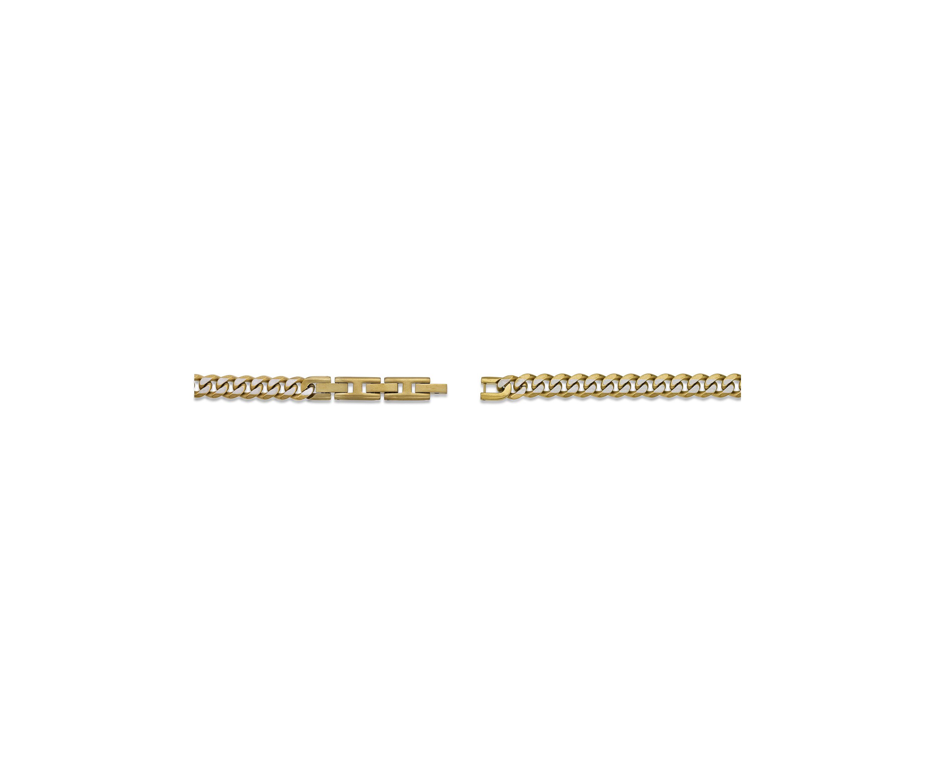 Stainless Steel 8MM Curb Chain Necklace with Goldtone Ion Plating Double Extension Clasp, 22" Length