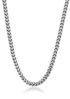 LYNX Men's 6MM Stainless Steel Foxtail Chain Necklace, White, 26 in