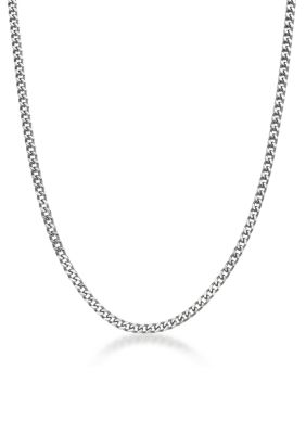 LYNX Men's 4MM Stainless Steel Foxtail Chain Necklace with Push Lock, White, 26 in