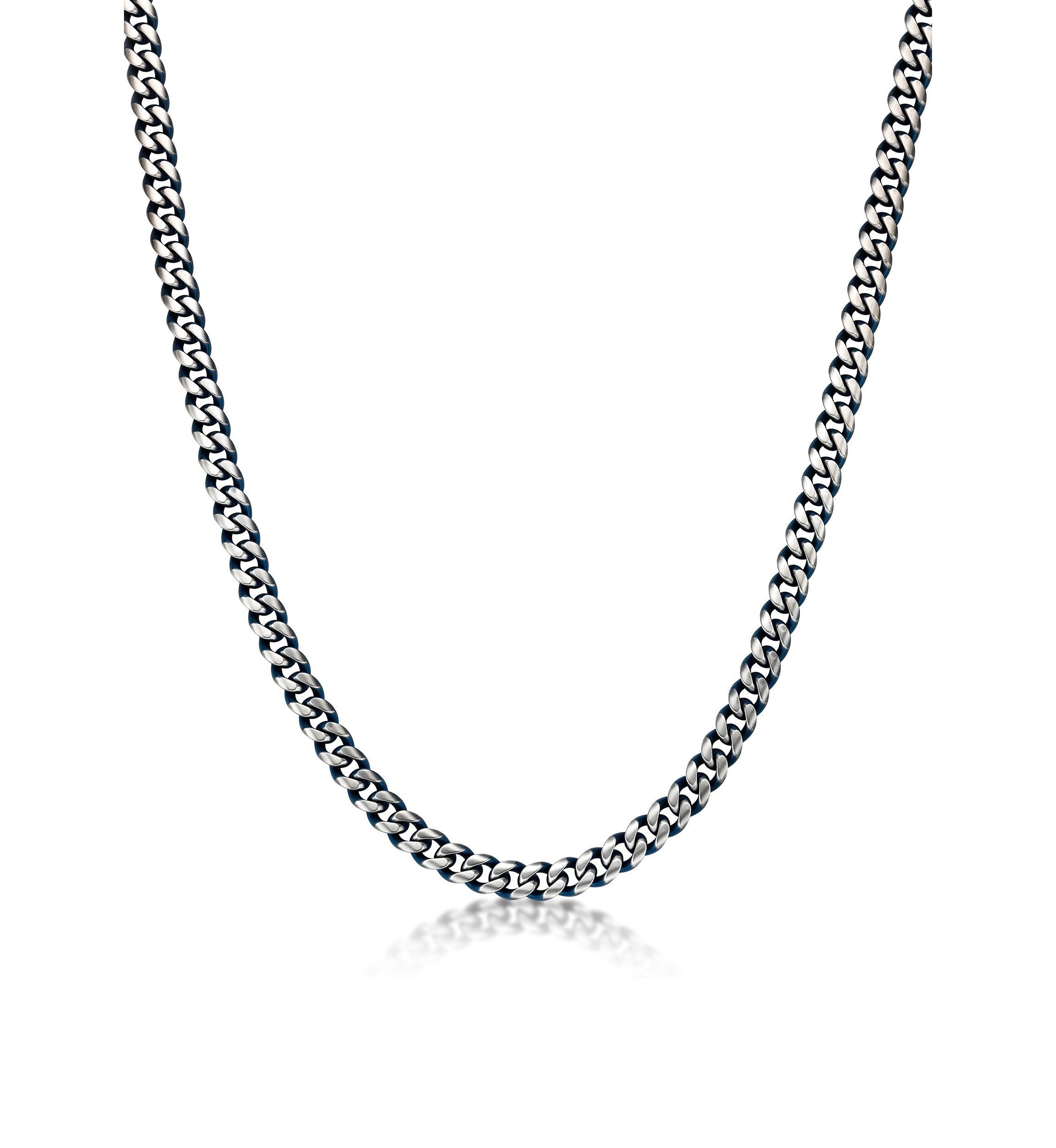 Stainless Steel 10MM Curb Chain Necklace with Blue Ion Plating, 30" Length