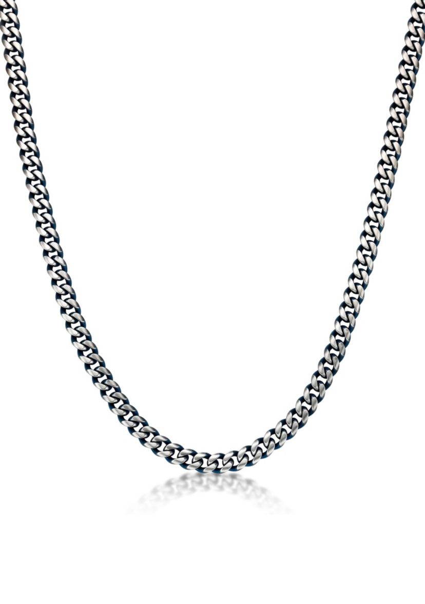 Stainless Steel 10MM Curb Chain Necklace with Blue Ion Plating, 22" Length