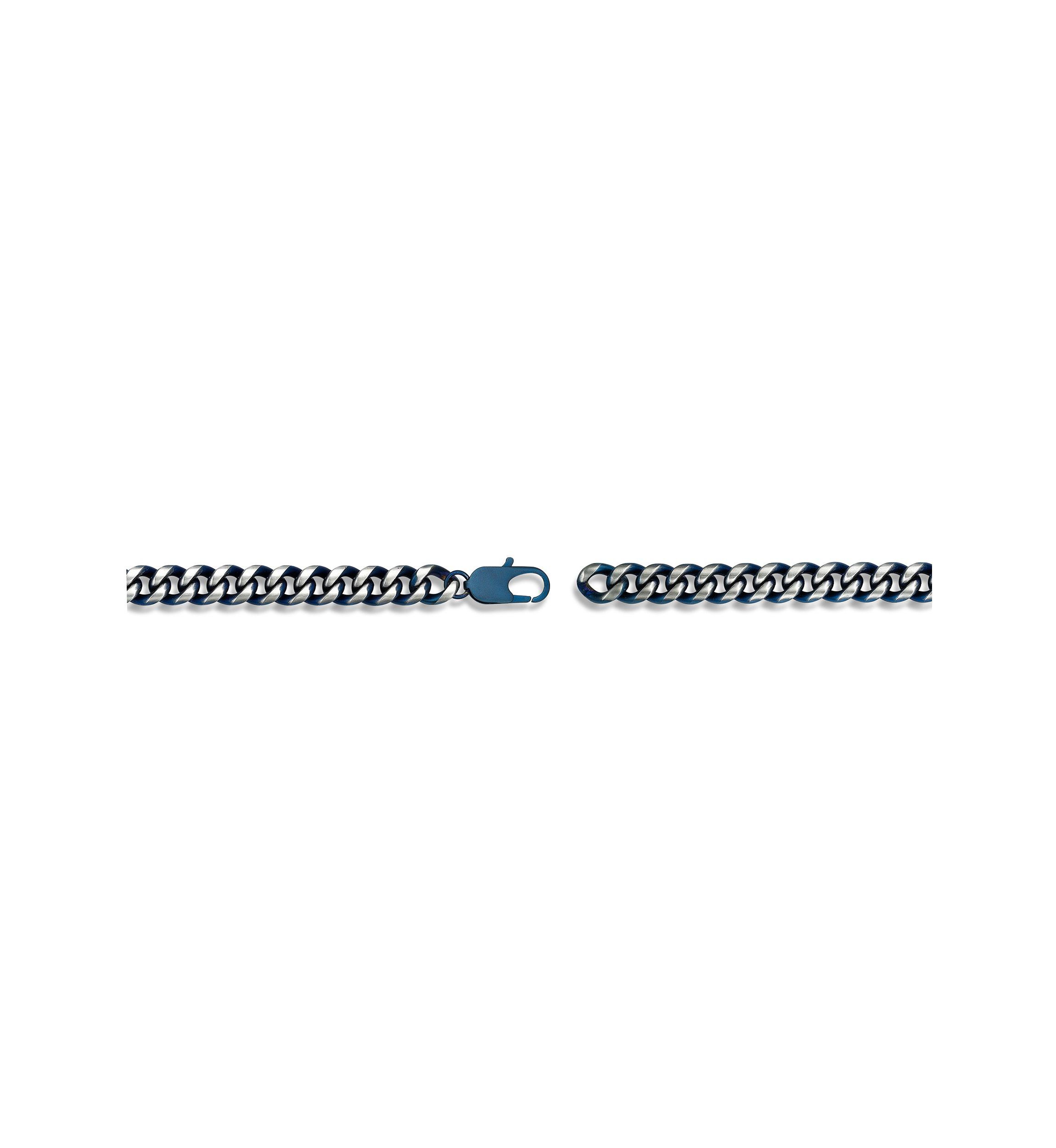 Stainless Steel 10MM Curb Chain Necklace with Blue Ion Plating, 30" Length