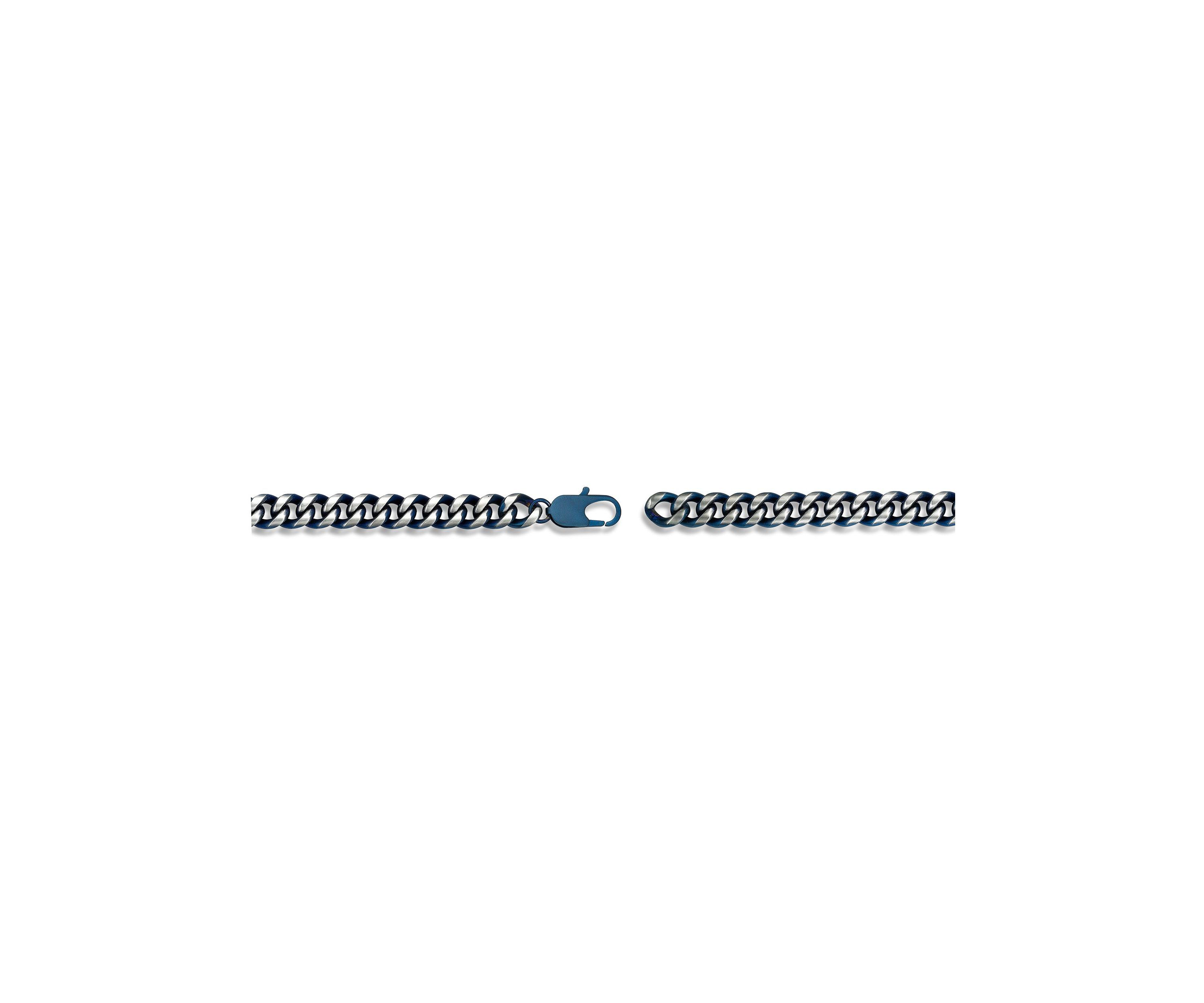 Stainless Steel 10MM Curb Chain Necklace with Blue Ion Plating, 22" Length