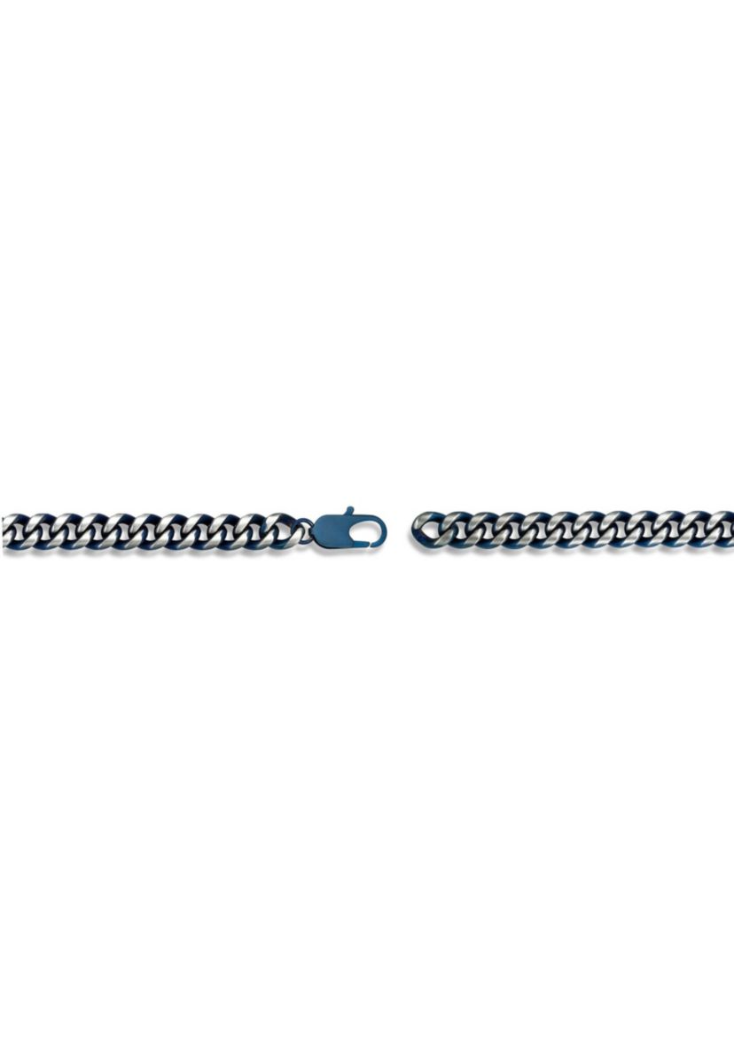 Stainless Steel 10MM Curb Chain Necklace with Blue Ion Plating, 22" Length