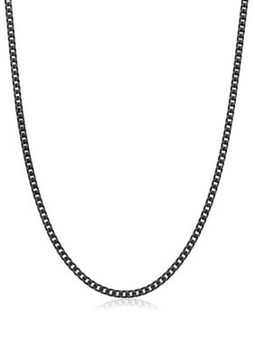 LYNX Men's 4MM Stainless Steel Foxtail Chain Necklace, Black, 26 in
