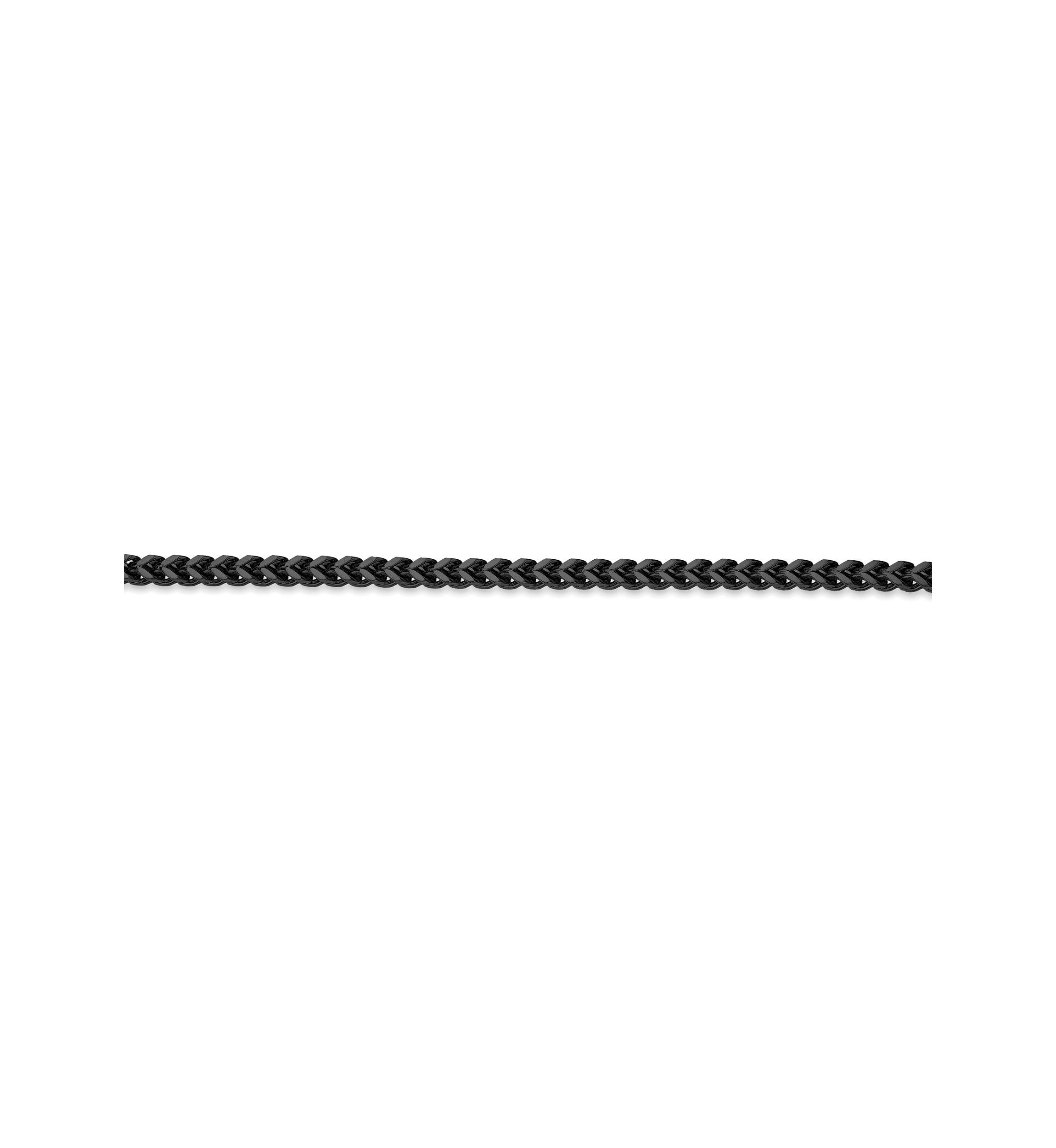 Stainless Steel 4MM Foxtail Chain Necklace with Black Ion Plating, 22" Length